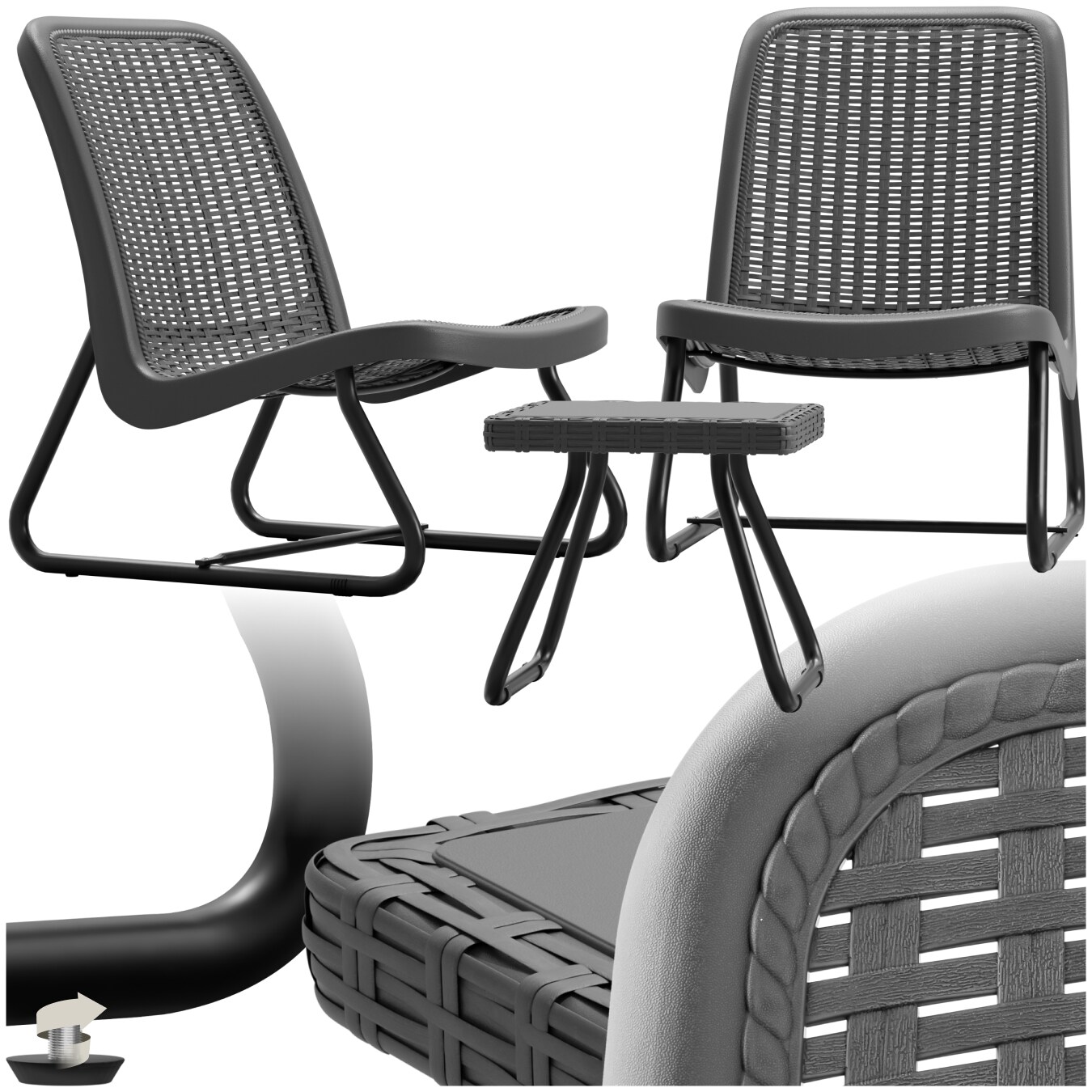 tectake&reg; Sitzgruppe, f&uuml;r 2 Personen in Rattanoptik, UV-best&auml;ndig, Belastbarkeit Stuhl 120 kg, Schraubf&uuml;&szlig;e - Bild 1