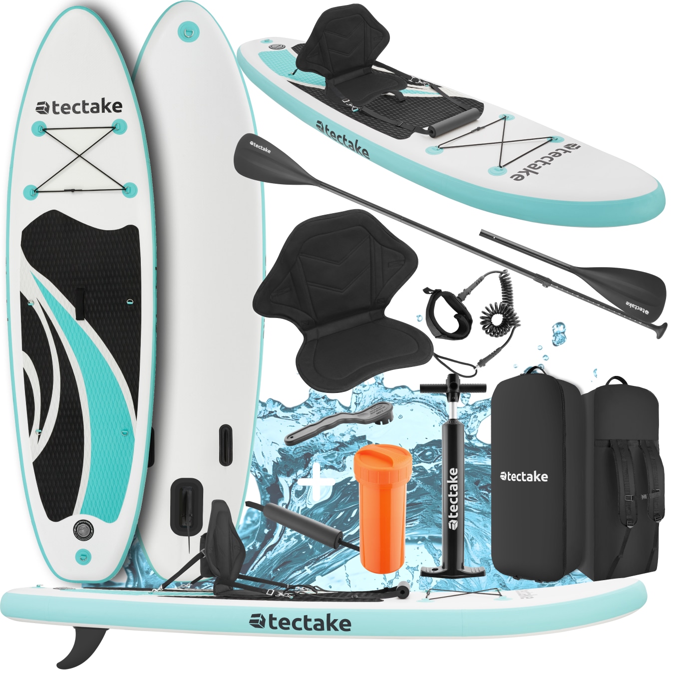tectake&reg; 2in1 Stand-Up Paddle Board, aus Drop-Stitch Material, Belastbarkeit 200 kg, 288 x 77 x 22,5 cm - Bild 1