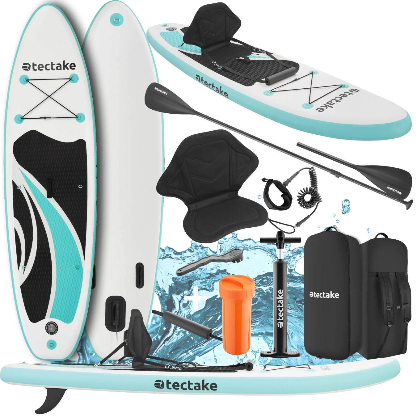 tectake® Stand-Up Paddle Board, 2in1, aus Drop-Stitch Material, Belastbarkeit 200 kg, 288 x 77 x 22,5 cm | 04061173260628