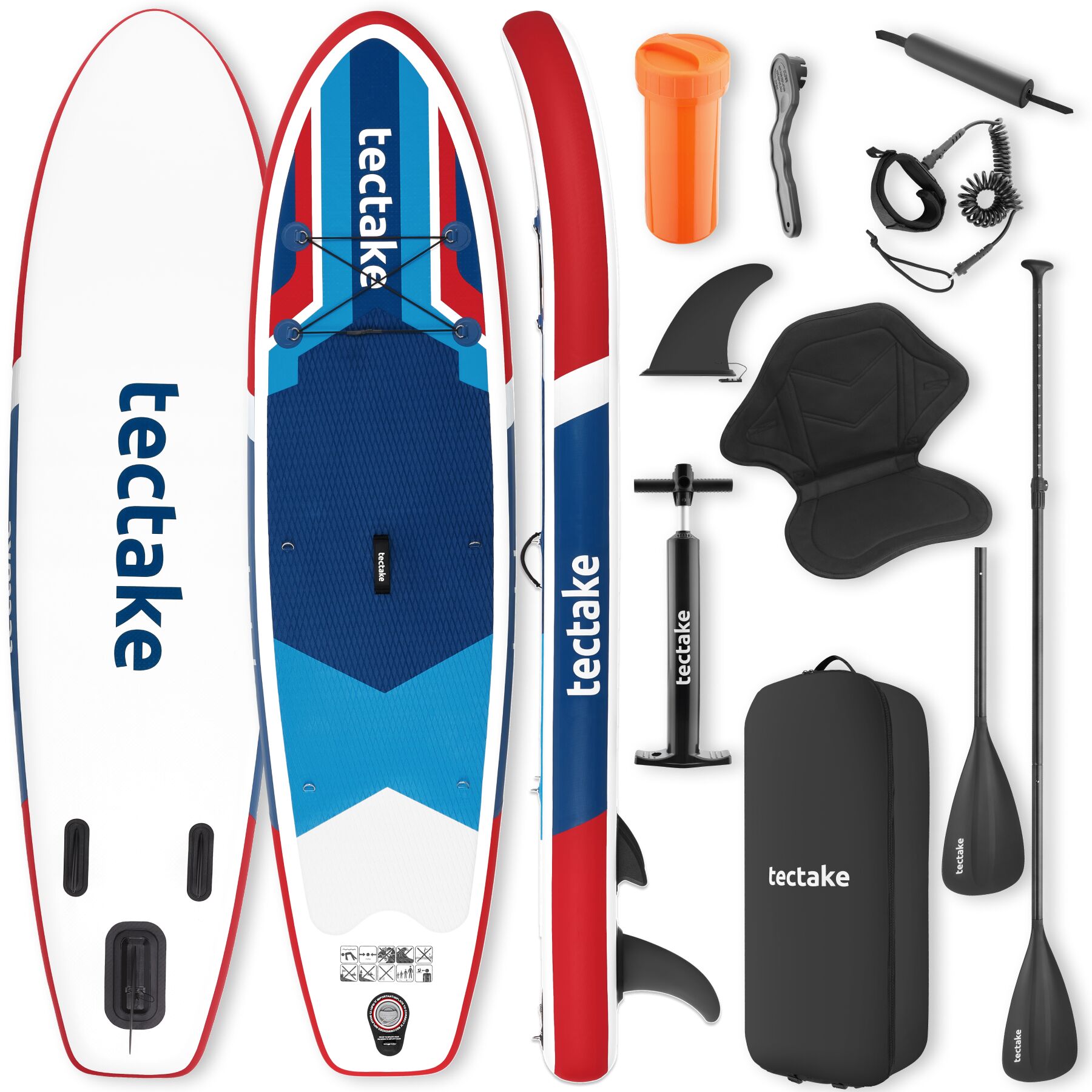 tectake&reg; 2in1 Stand-Up Paddle Board, aus Drop-Stitch Material, Belastbarkeit 200 kg, 288 x 77 x 22,5 cm - Bild 1