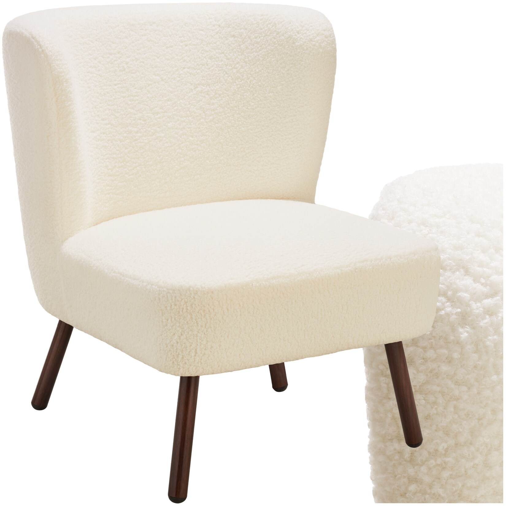 tectake® Teddy-Cocktailsessel, gepolstert, mit Bouclé-Bezug, runde Stahlbeine in Holzoptik, 62 x 73 x 74 | 04061173262493