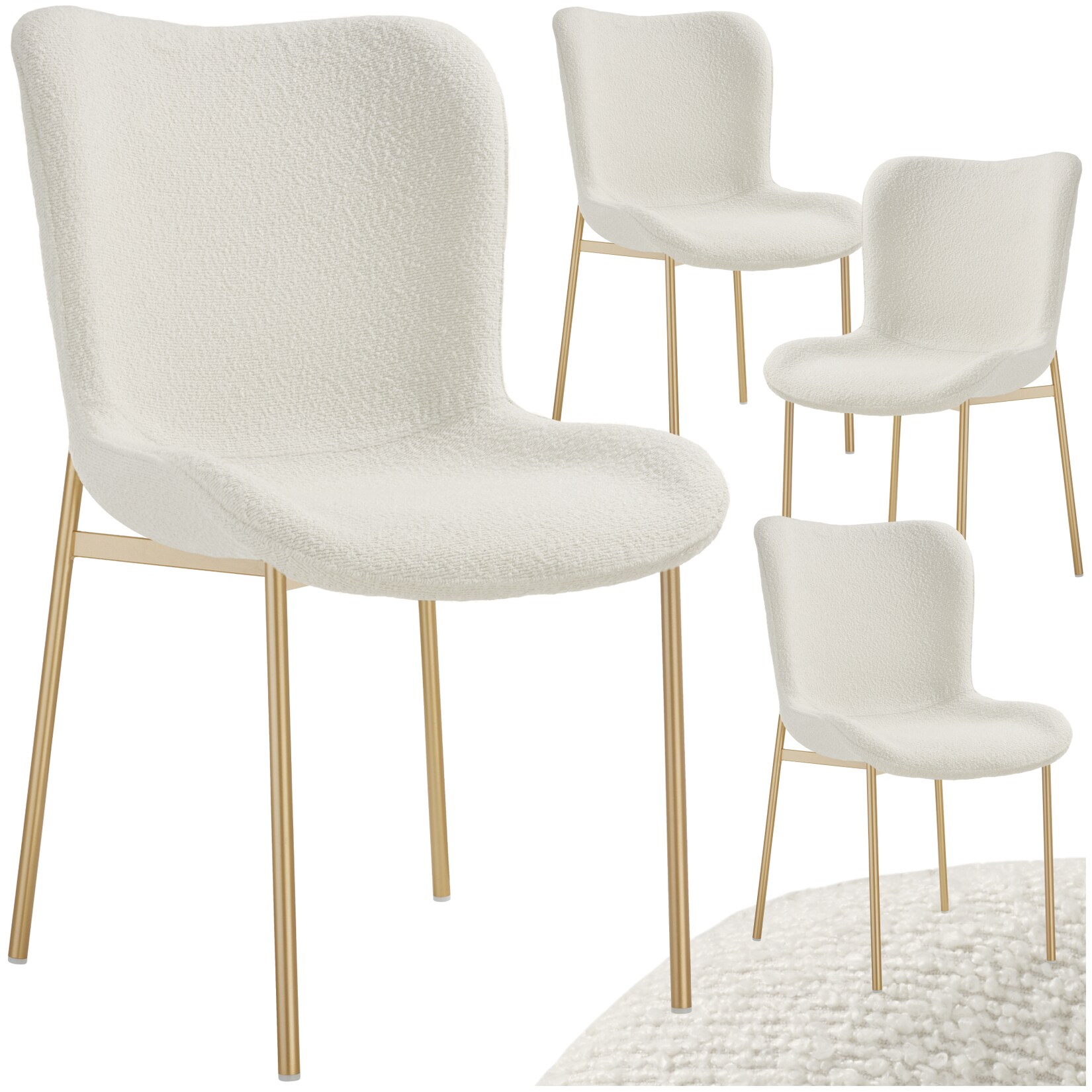 tectake® Polsterstuhl, ergonomische Form mit hoher Rückenlehne, bodenschonende Kunststoffkappen, 54 x 62 x 90 cm