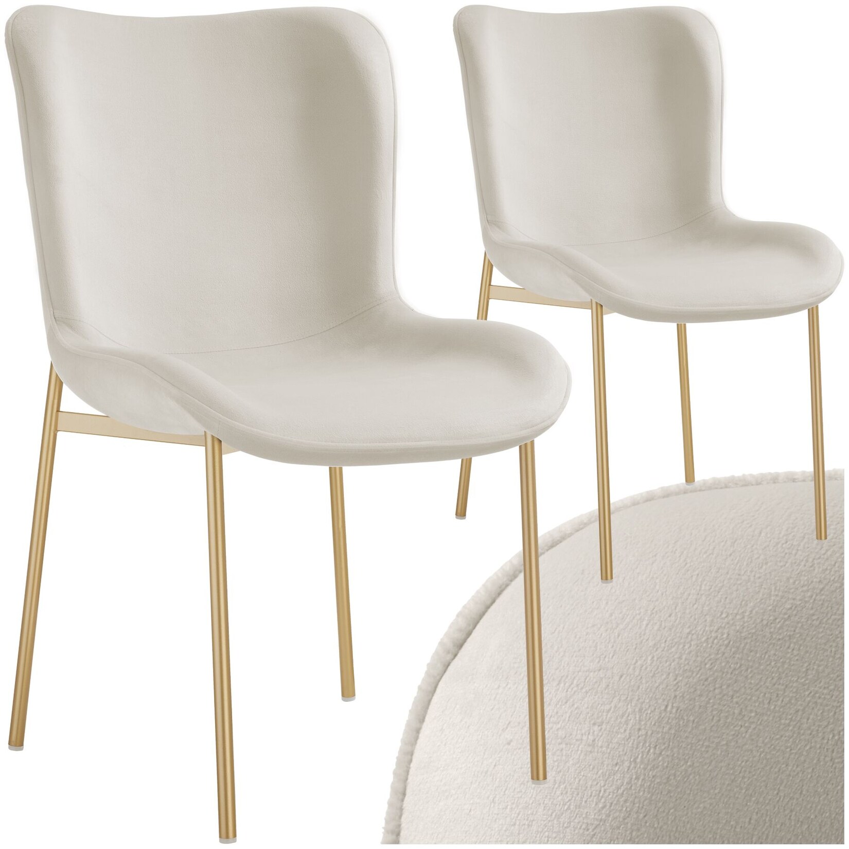 tectake® Polsterstuhl, ergonomische Form mit hoher Rückenlehne, bodenschonende Kunststoffkappen, 54 x 62 x 90 cm