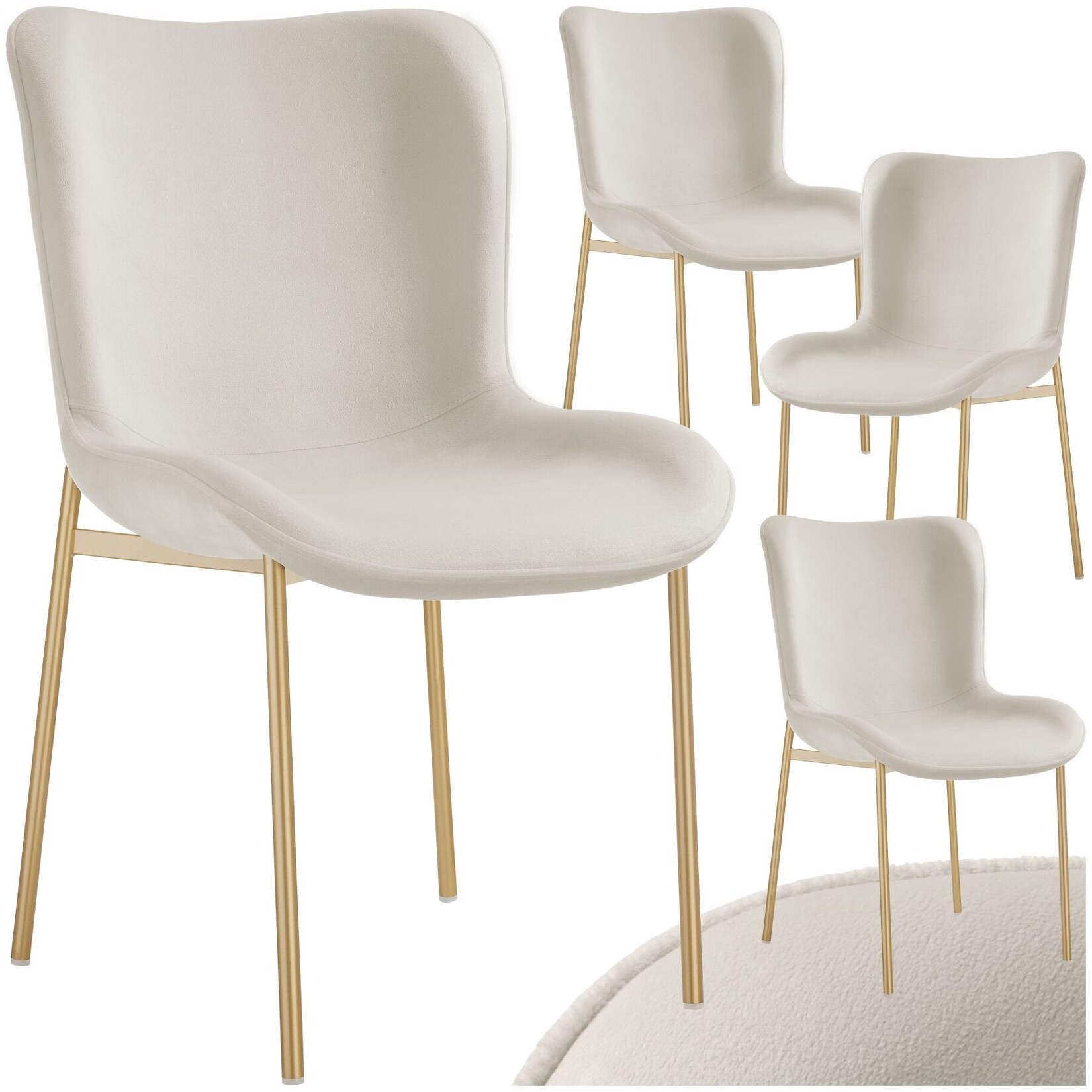 tectake® Polsterstuhl, ergonomische Form mit hoher Rückenlehne, bodenschonende Kunststoffkappen, 54 x 62 x 90 cm