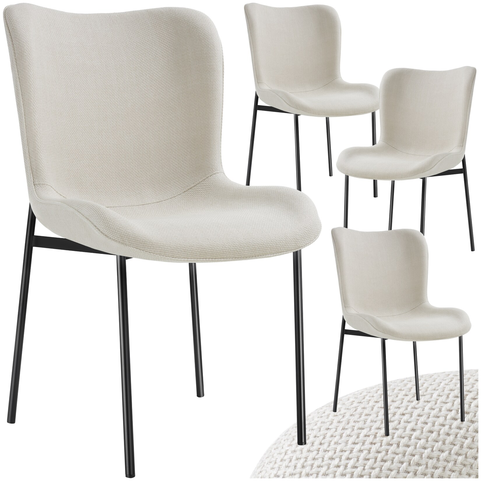 tectake® Polsterstuhl, ergonomische Form mit hoher Rückenlehne, bodenschonende Kunststoffkappen, 54 x 62 x 90 cm