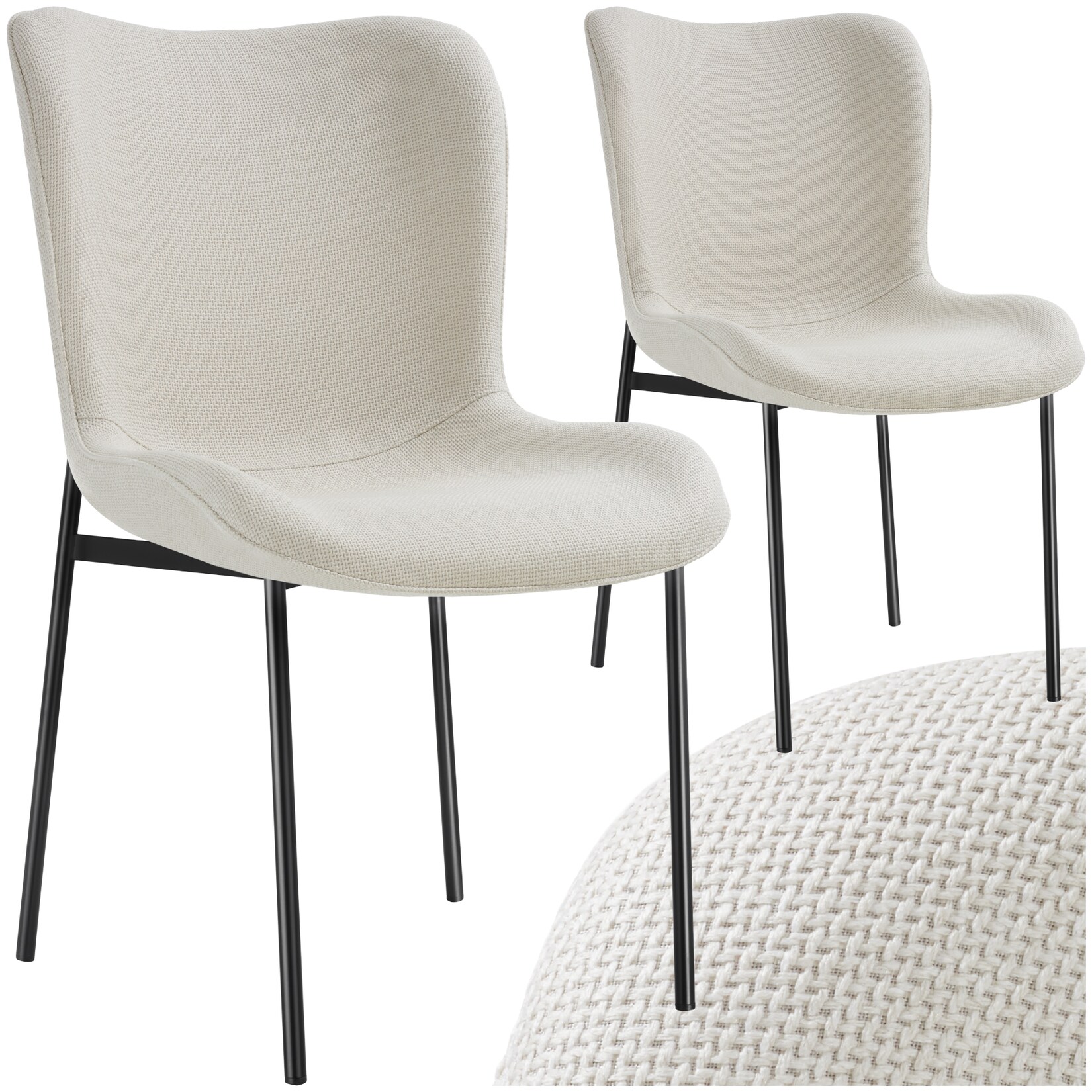 tectake® Polsterstuhl, ergonomische Form mit hoher Rückenlehne, bodenschonende Kunststoffkappen, 54 x 62 x 90 cm