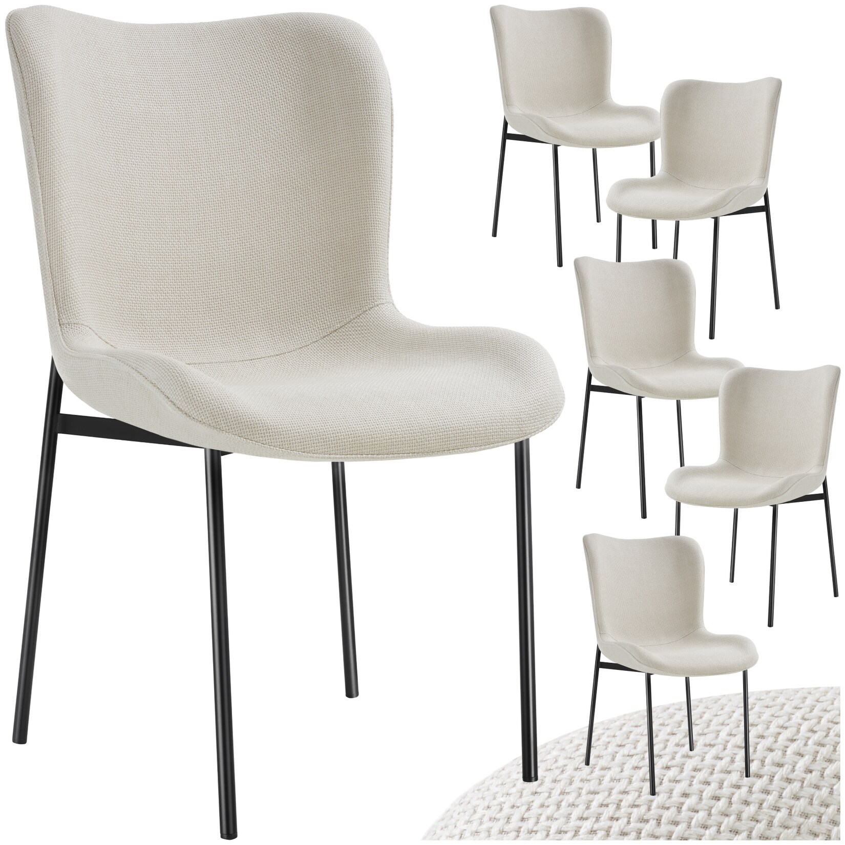 tectake® Polsterstuhl, ergonomische Form mit hoher Rückenlehne, bodenschonende Kunststoffkappen, 54 x 62 x 90 cm