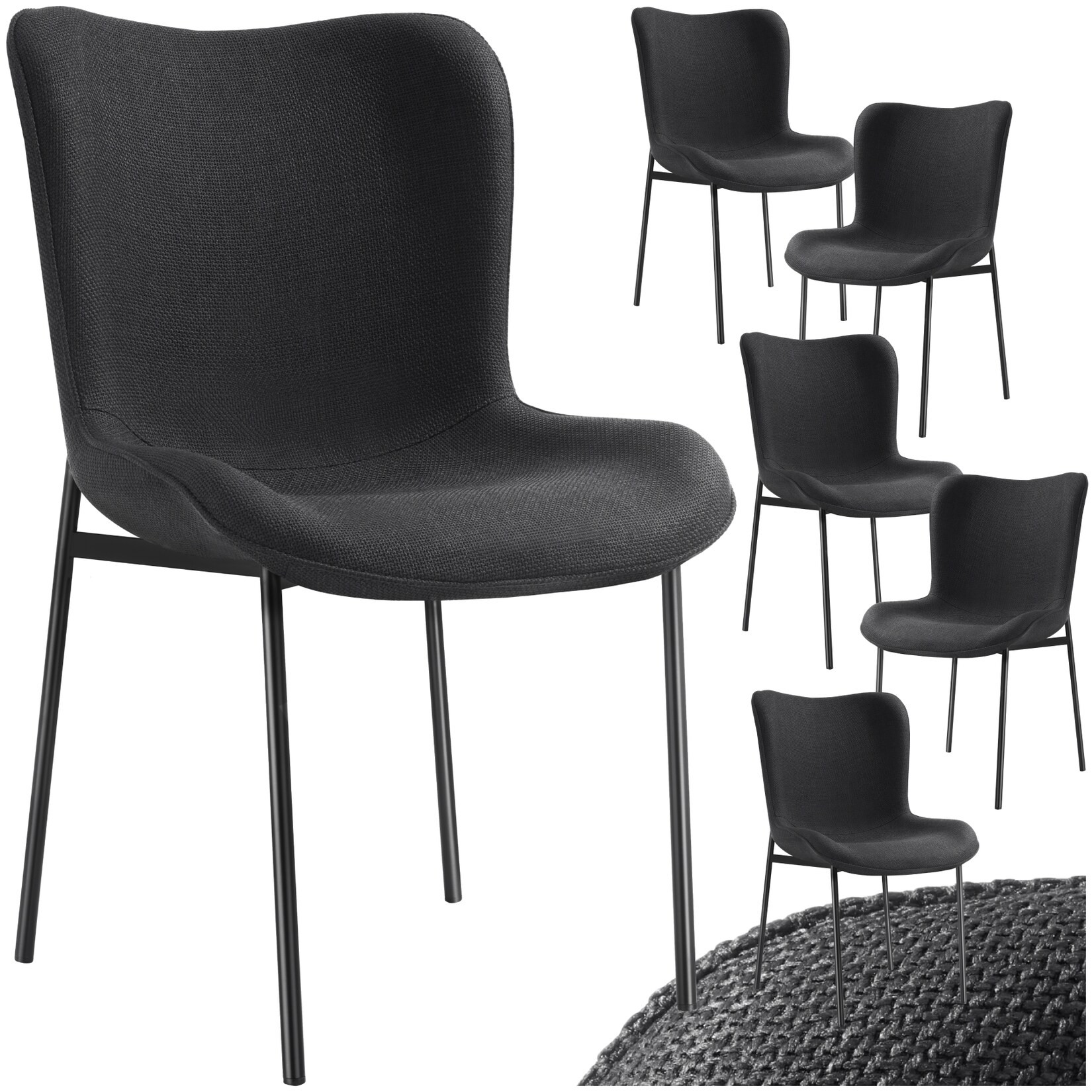 tectake® Polsterstuhl, ergonomische Form mit hoher Rückenlehne, bodenschonende Kunststoffkappen, 54 x 62 x 90 cm