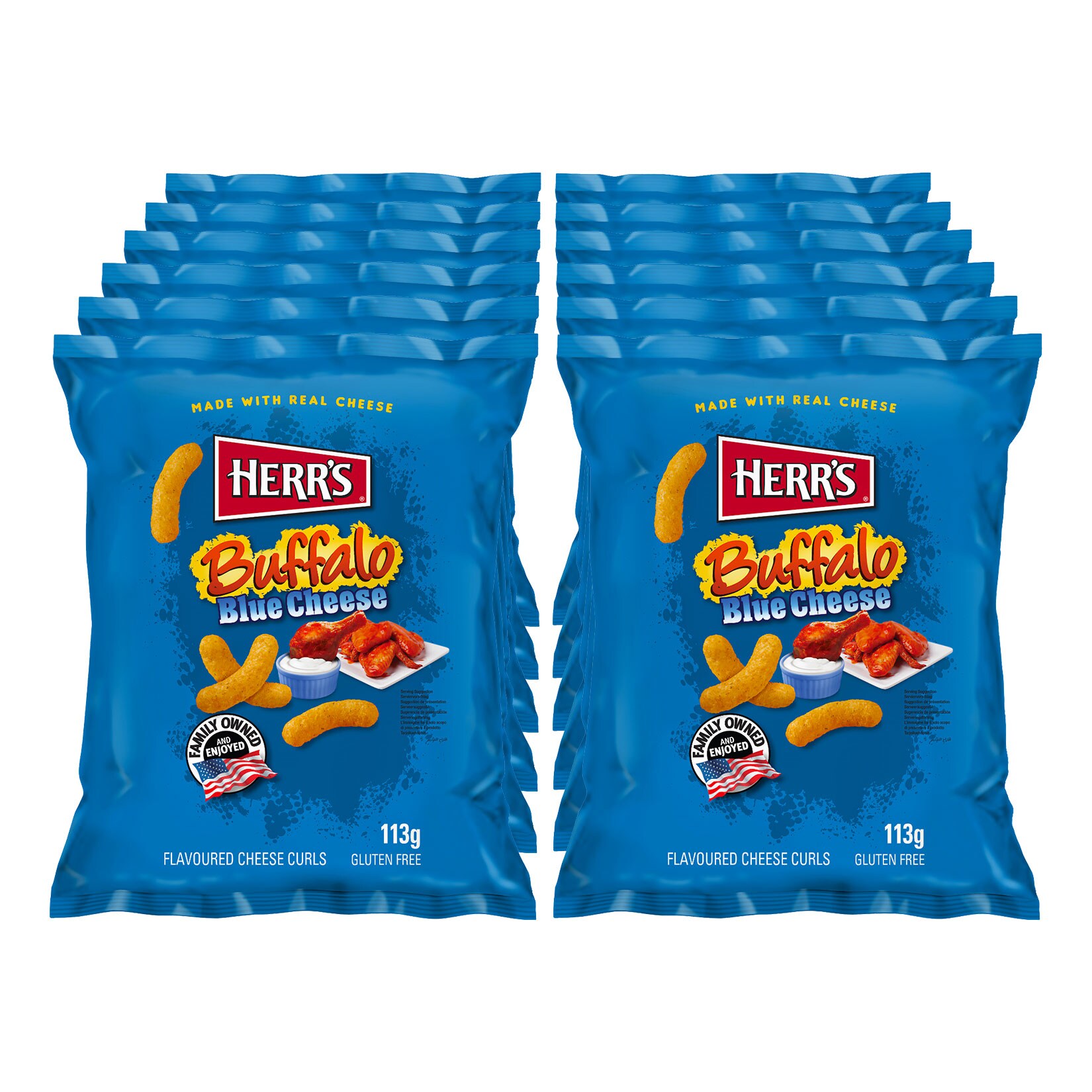 Herr´s Cheese Curls Buffalo Blue Cheese 113g, 12er Pack