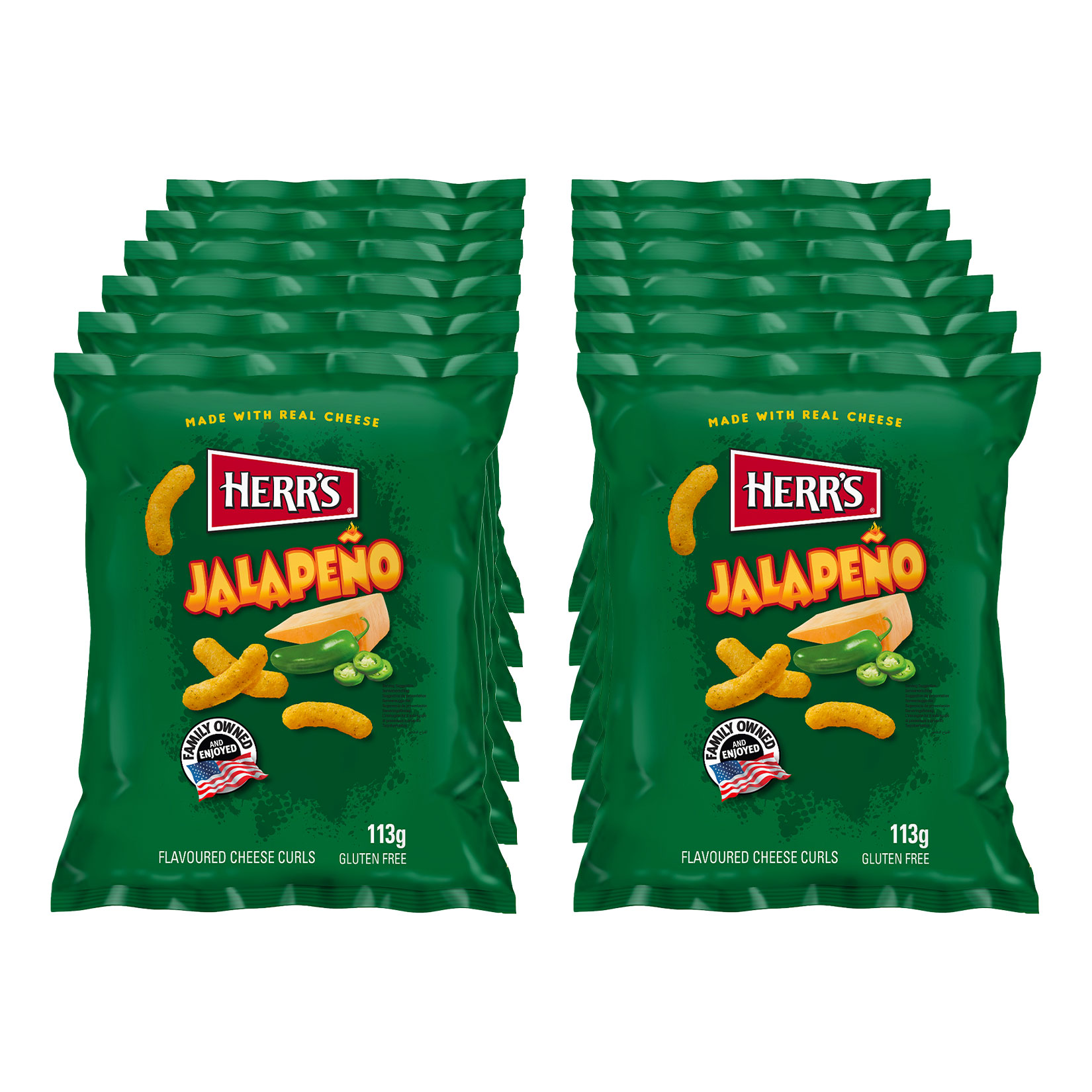 Herr´s Cheese Curls Jalapeño 113g, 12er Pack