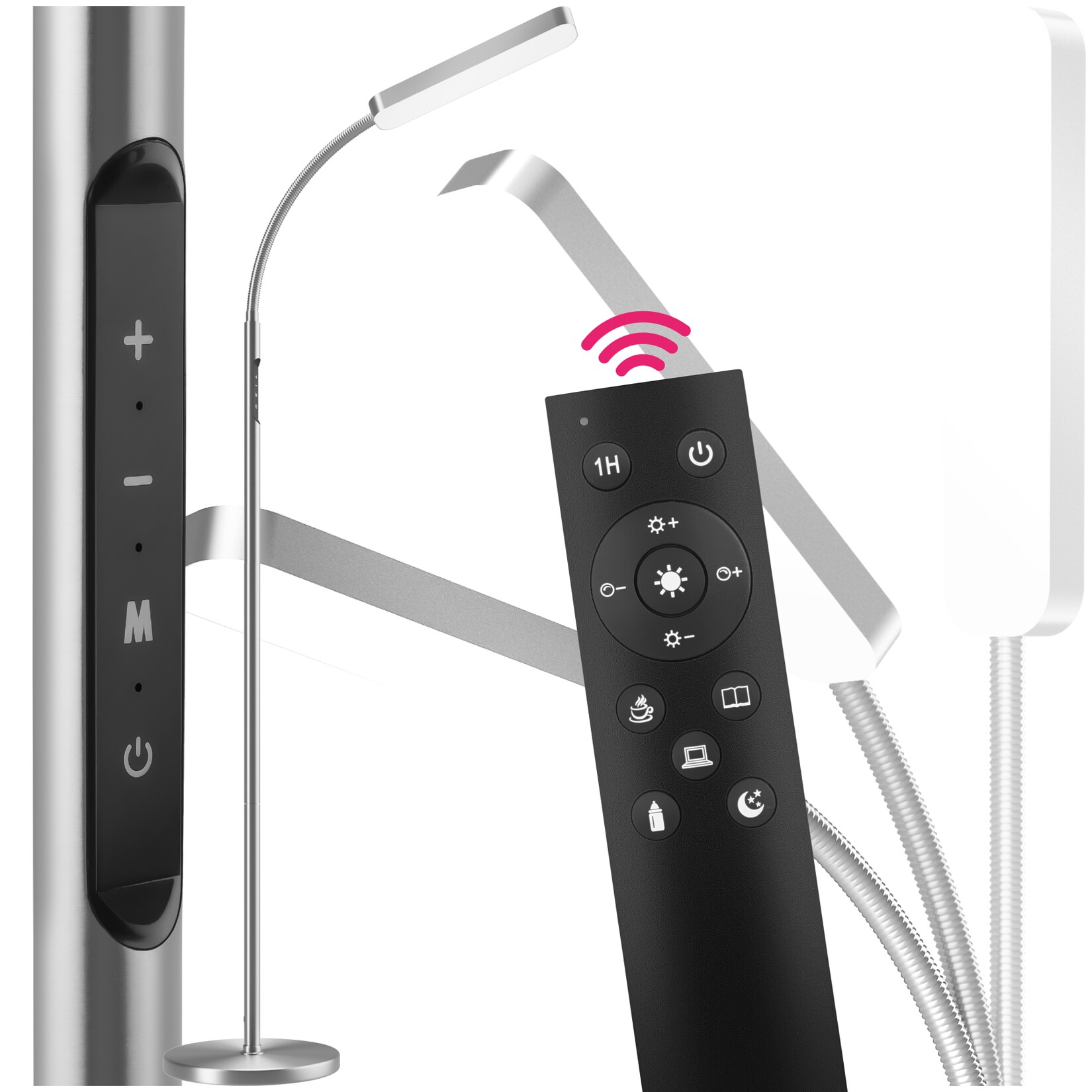 tectake® Stehlampe, 5 Lichtmodi, LED, 12 W, flexibler Schwanenhals, 22 x 176 cm | 04061173261137