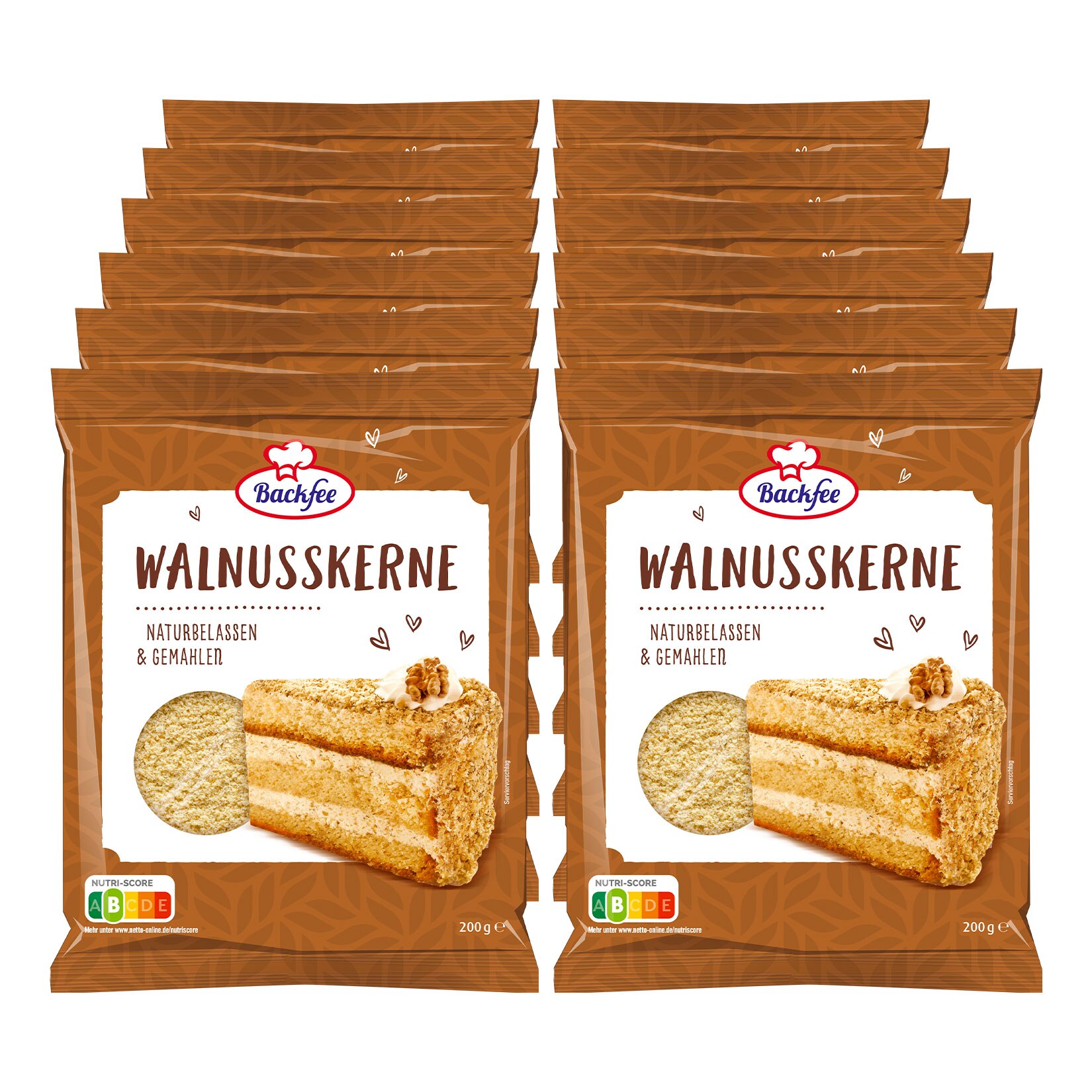 Backfee Walnusskerne gemahlen 200 g, 12er Pack | 04316268674249