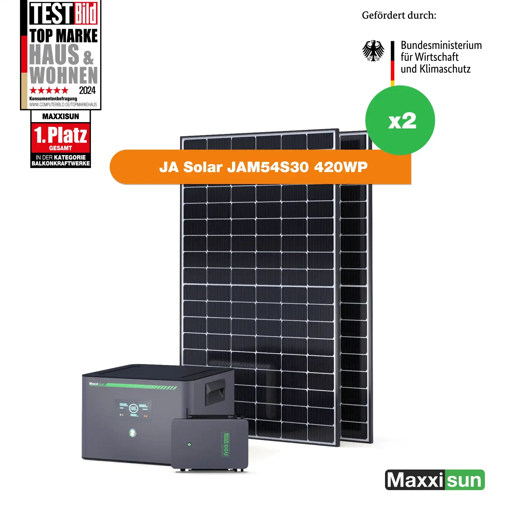 Maxxicharge Komplettset 840Wp | Maxxicharge 1.5 | Ohne Montagesystem | Steckersolarkonform - Bild 1