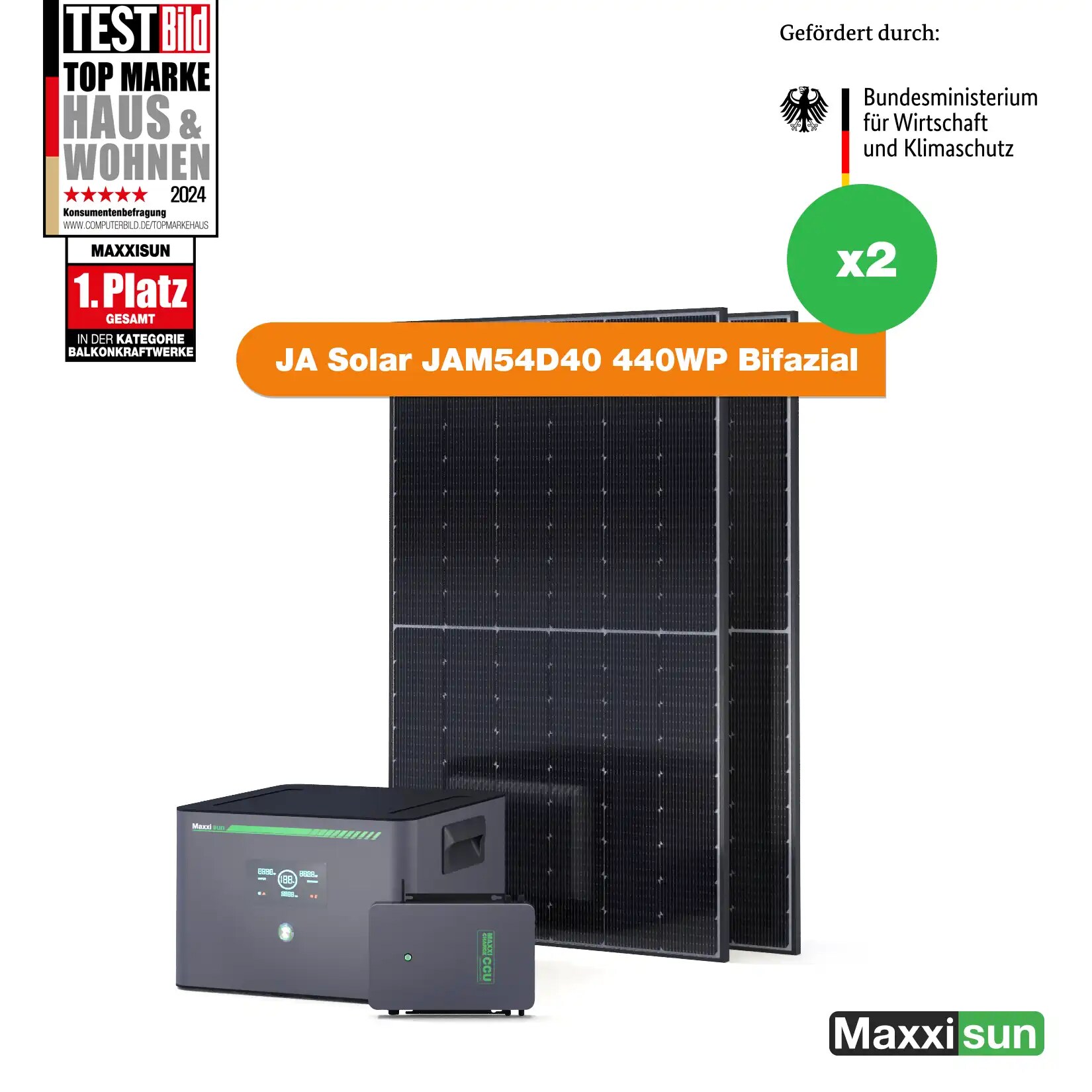 Maxxicharge Komplettset 880Wp | Maxxicharge 1.5 | Ohne Montagesystem | Steckersolarkonform - Bild 1
