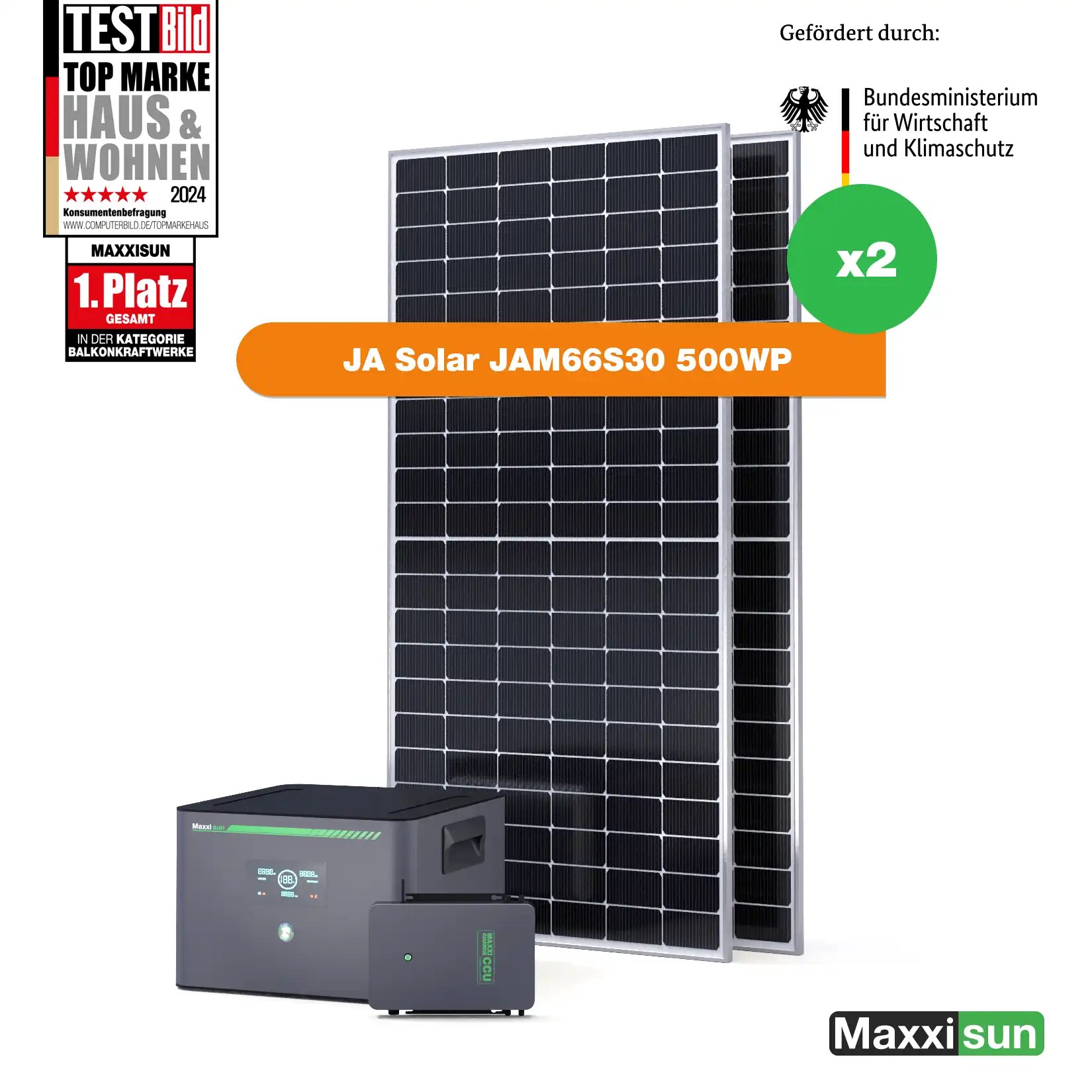 Maxxicharge Komplettset 1000Wp | Maxxicharge 1.5 | Ohne Montagesystem | Steckersolarkonform - Bild 1