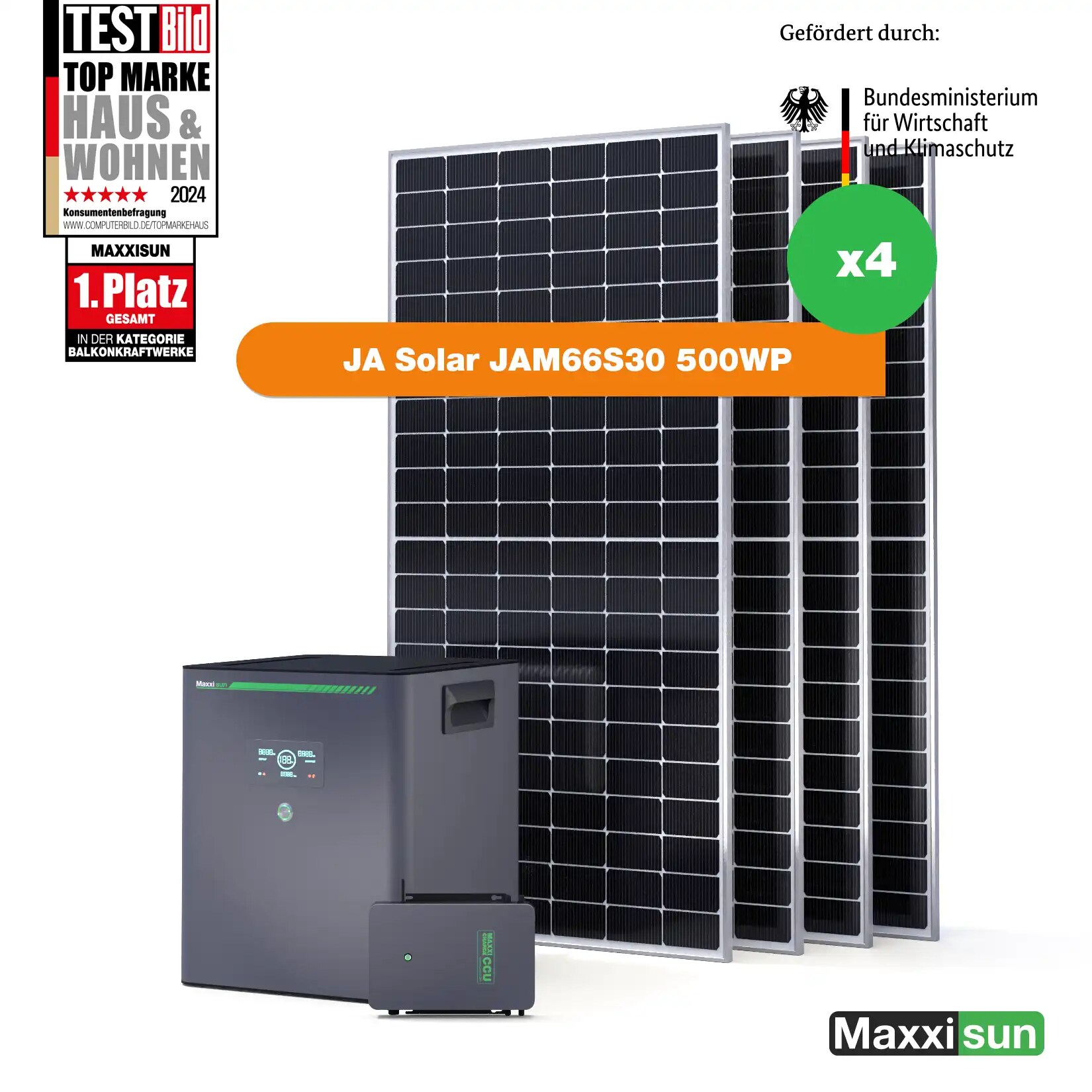 Maxxicharge Komplettset 2000Wp | Maxxicharge 5.0 | Ohne Montagesystem | Steckersolarkonform - Bild 1