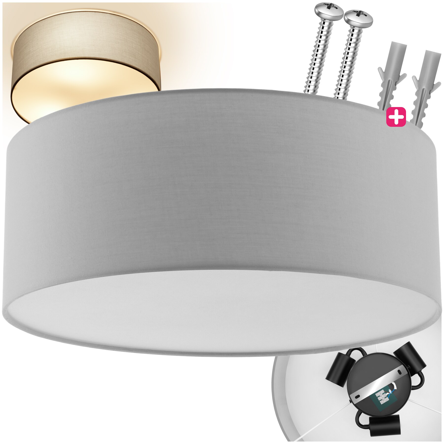 tectake&reg; Deckenleuchte, Stahlgestell, 40 W, f&uuml;r bis zu 3 Gl&uuml;hbirnen, 40 x 15,5 cm - Bild 1