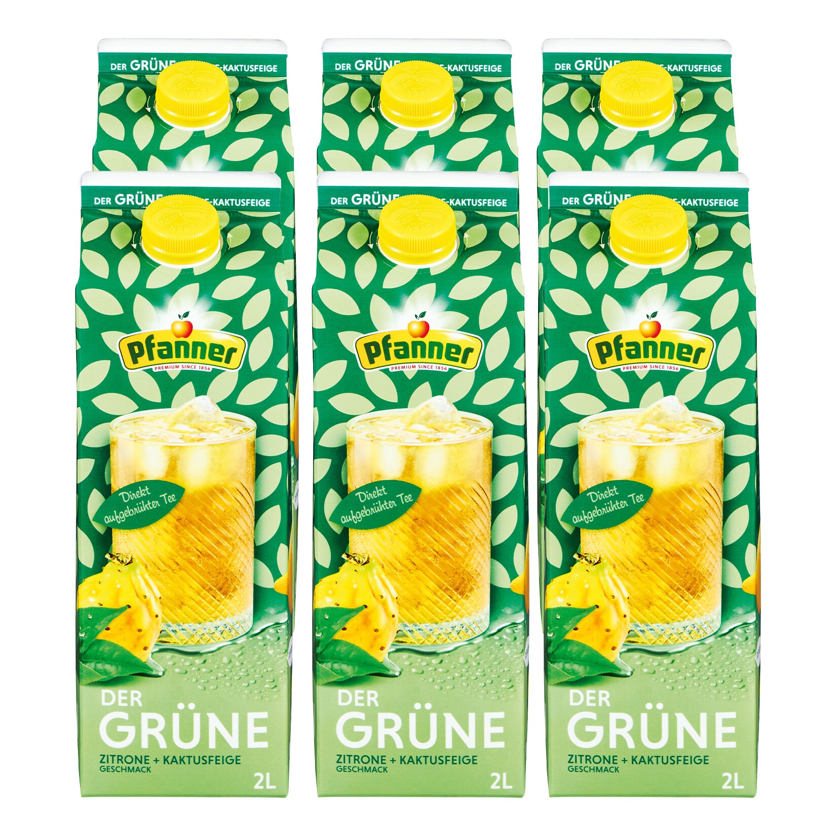 Pfanner Gr&uuml;ner Tee Zitrone-Kaktusfeige 2 Liter, 6er Pack - Bild 1