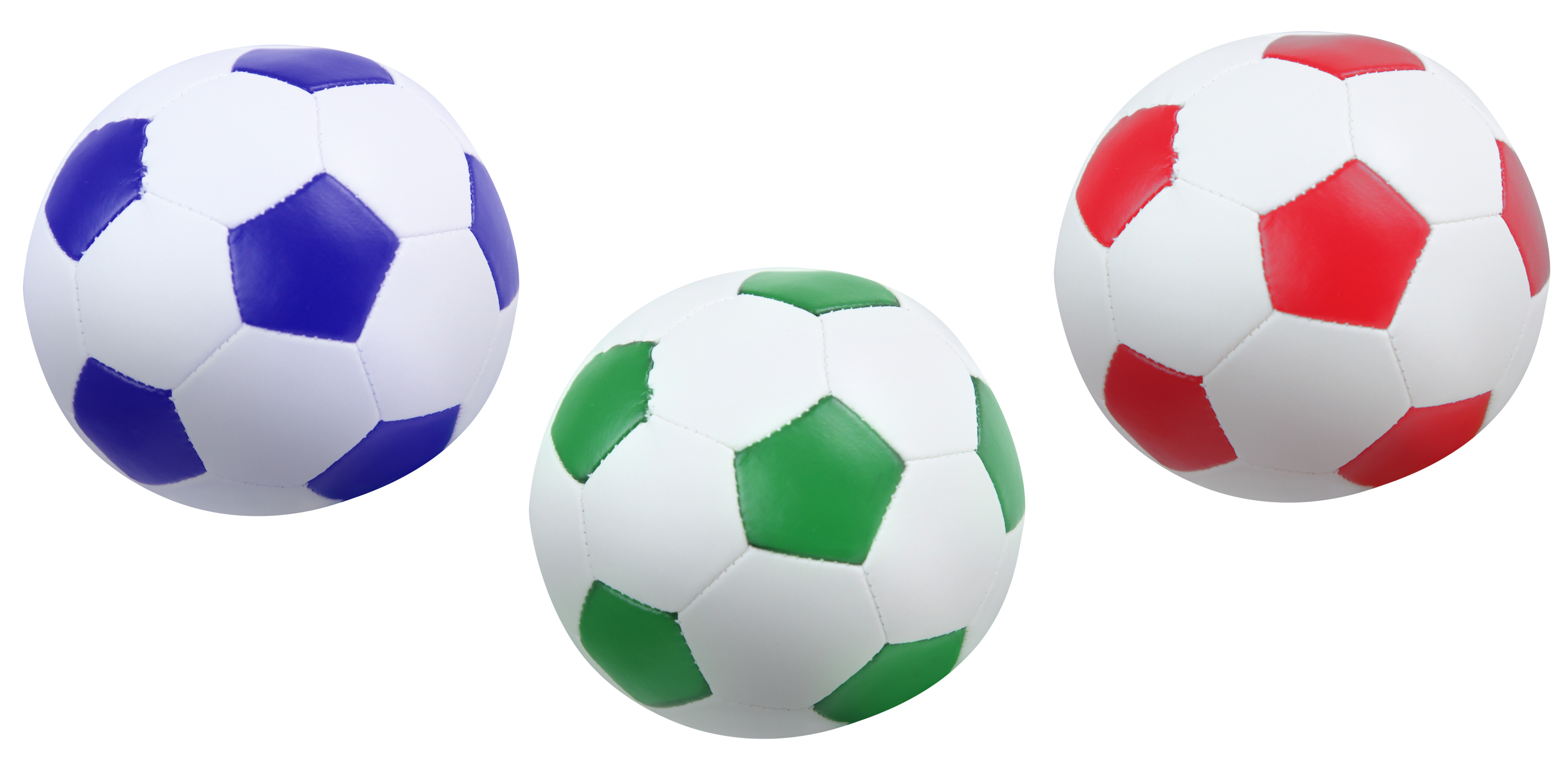 Soft-Fu&szlig;b&auml;lle,10 cm bunt (blau/gr&uuml;n/rot) - Bild 1