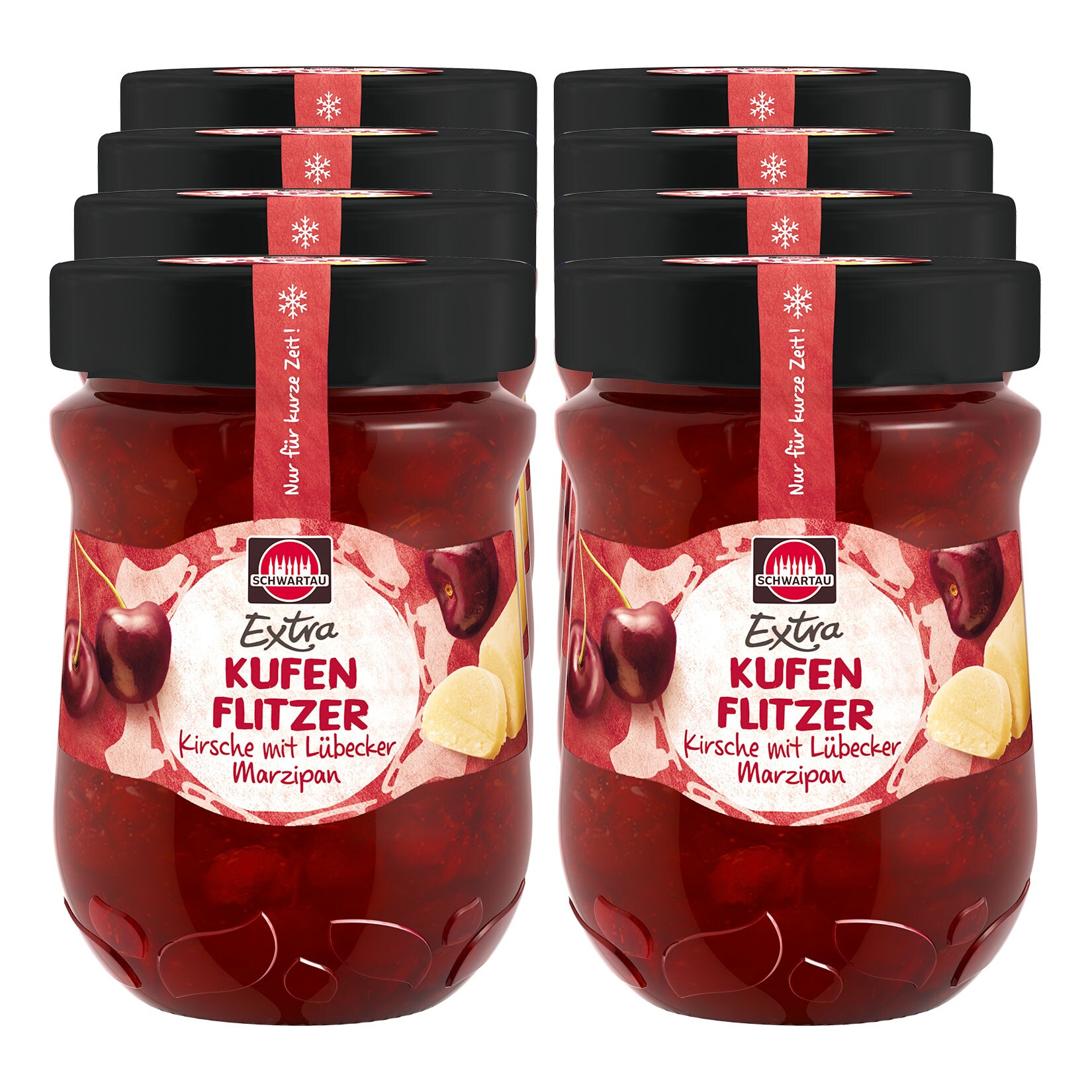 Schwartau Extra Kufenflitzer Kirsche mit L&uuml;becker Marzipan 340 g, 8er Pack - Bild 1
