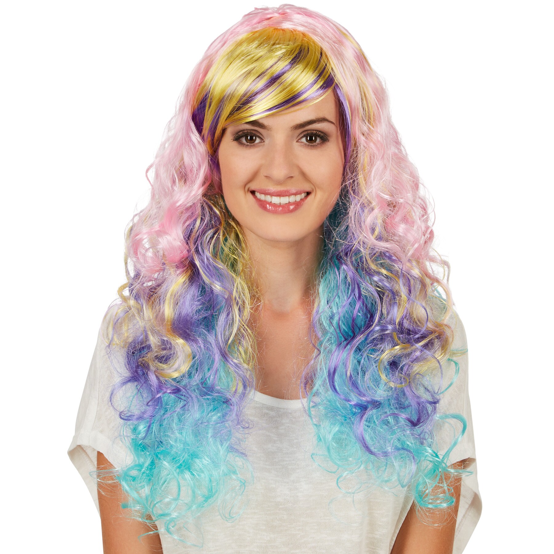 tectake&reg; Frauenper&uuml;cke Locken Ombr&eacute; Pastell - Bild 1