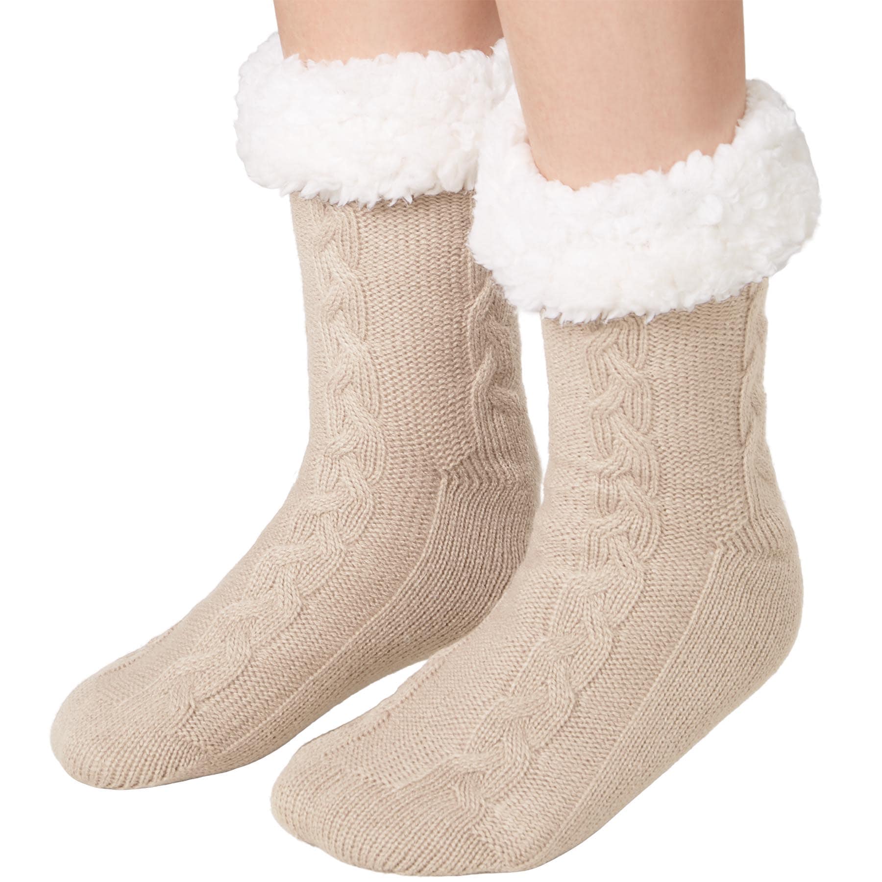 tectake&reg; Kuschelsocken mit Muster beige - Bild 1