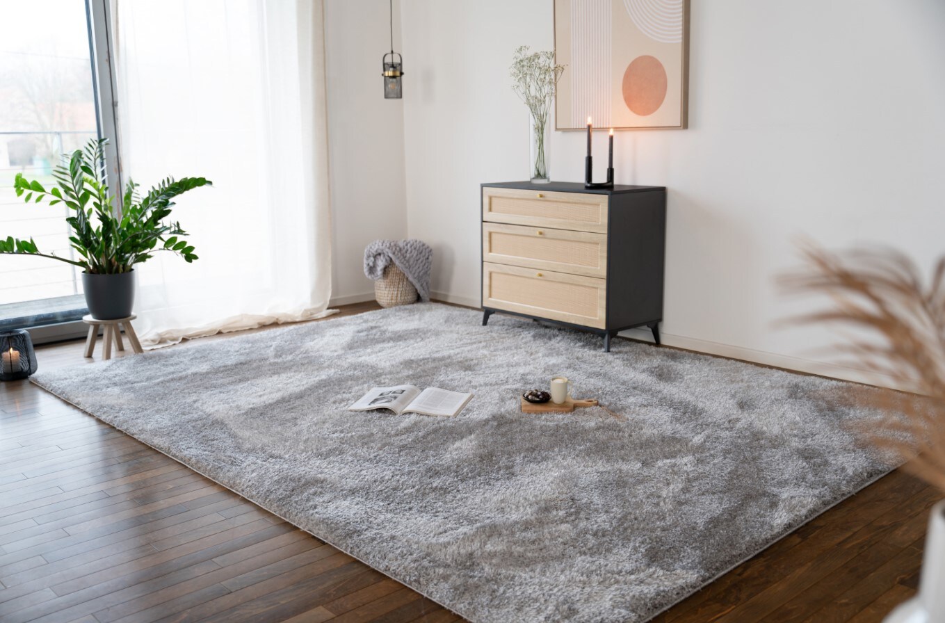 HOME DELUXE Hochflor Teppich SOFI 110×60 cm, Versch. Ausführungen – grau | 04058166280800