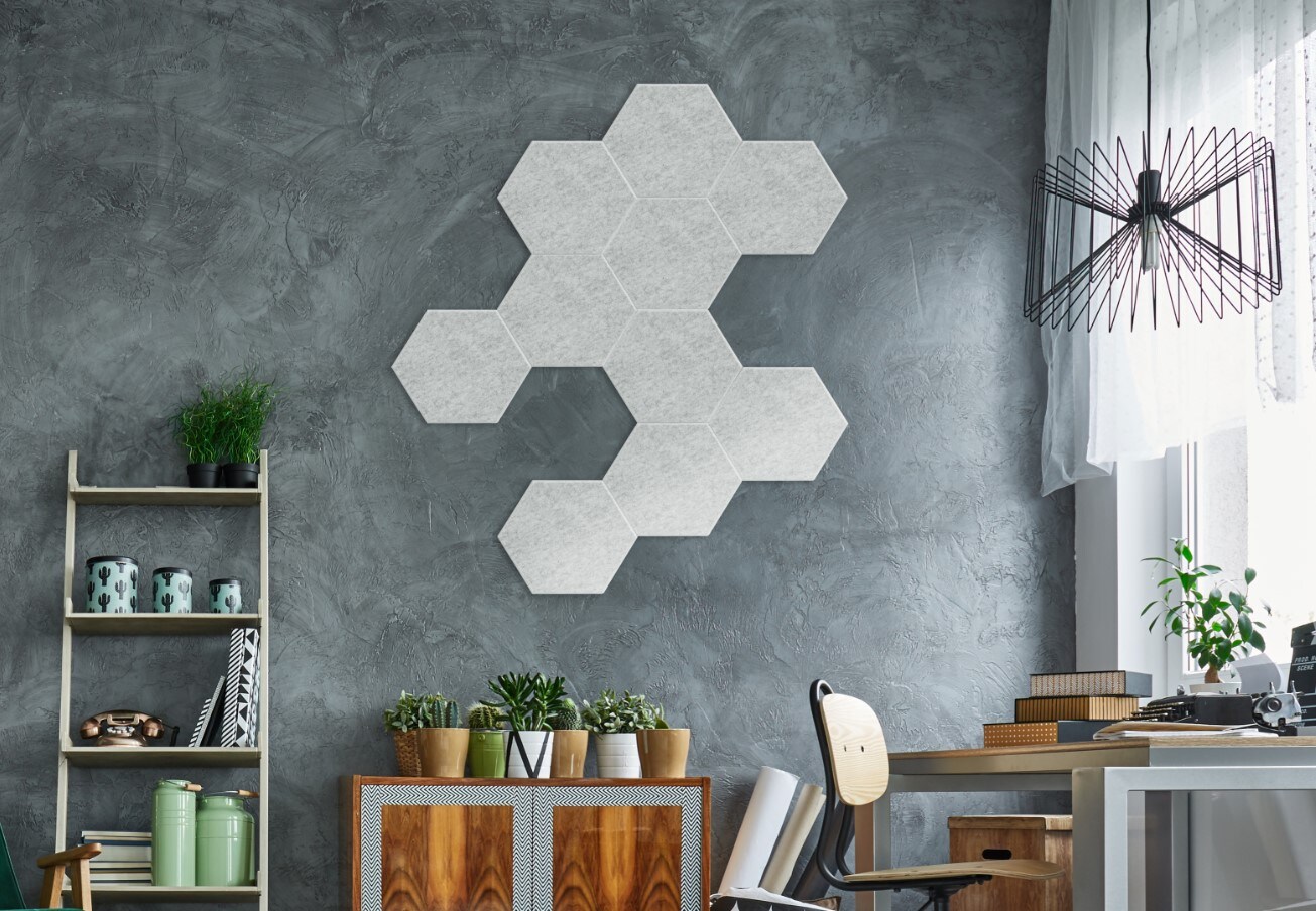 HOME DELUXE Akustikplatten Hexagon selbstklebend SILENT Hellgrau, versch. Ausf&uuml;hrungen - 5er Set - Bild 1
