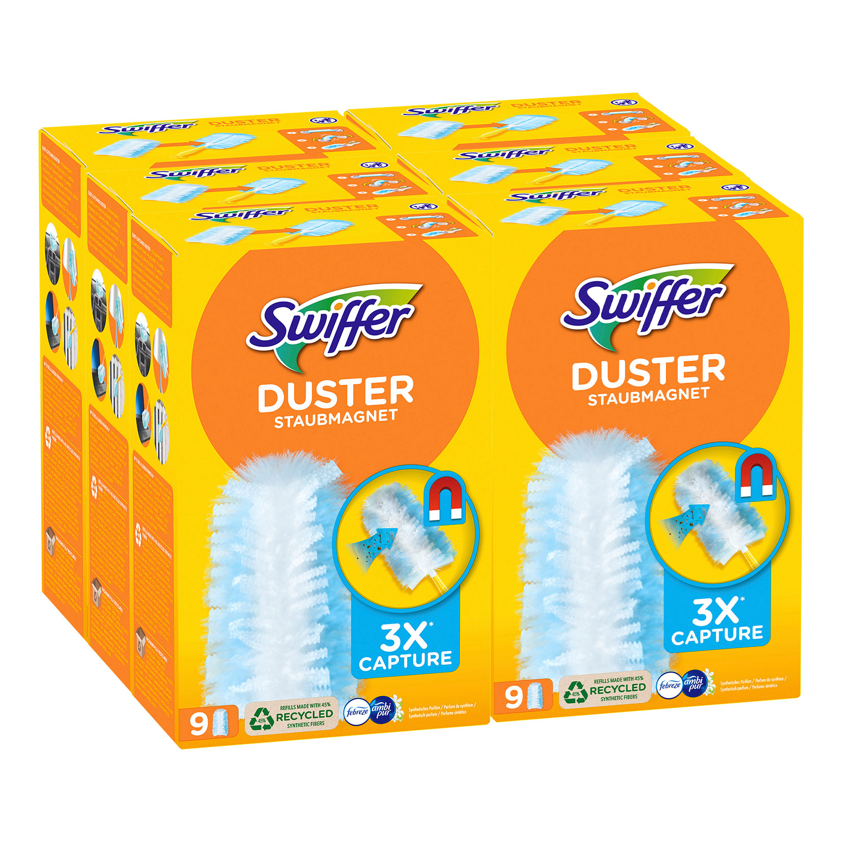 Swiffer Staubmagnet Nachf&uuml;ller mit Febrezeduft 9 St&uuml;ck, 6er Pack - Bild 1