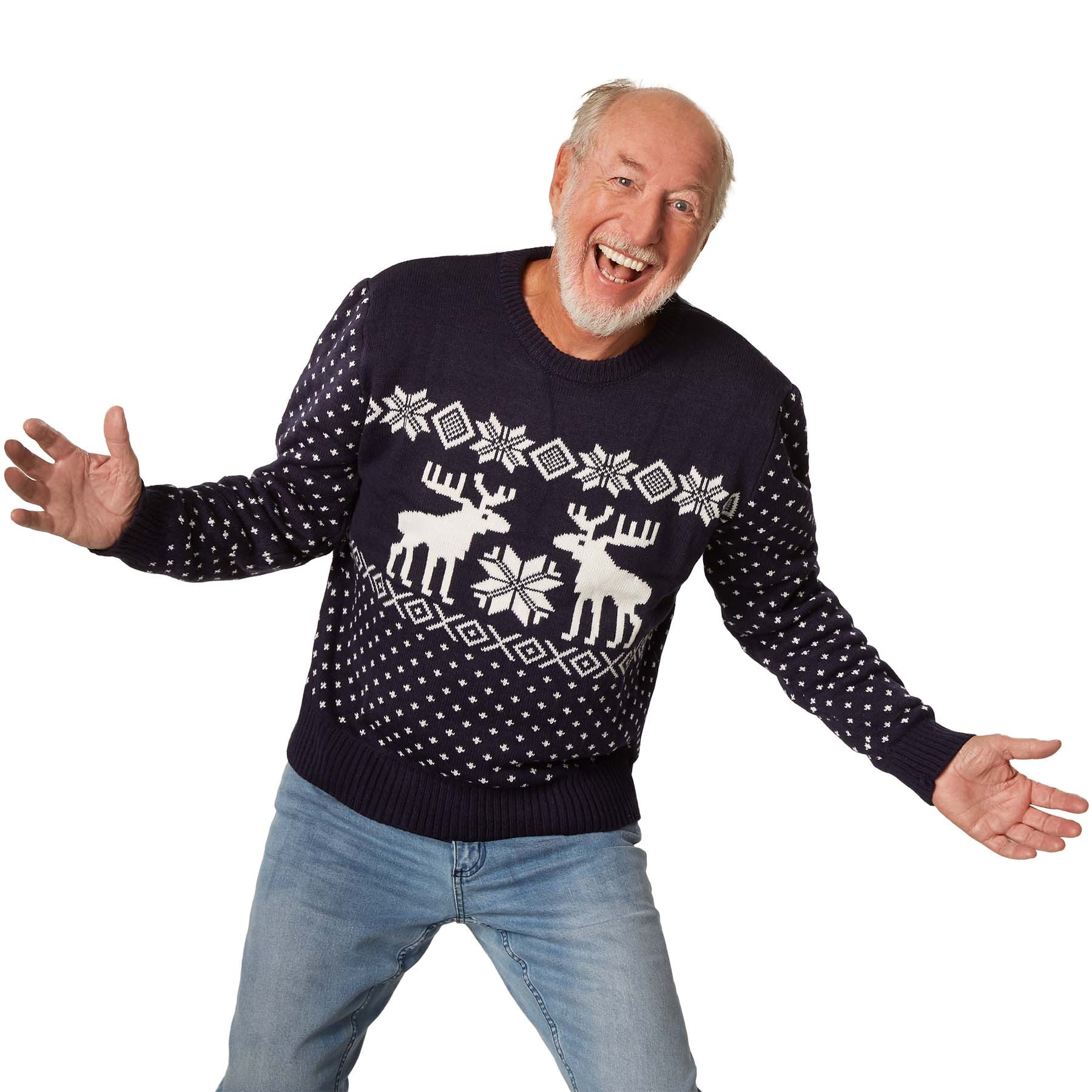 tectake&reg; Weihnachtspullover Schneegest&ouml;ber blau-wei&szlig; - Bild 1