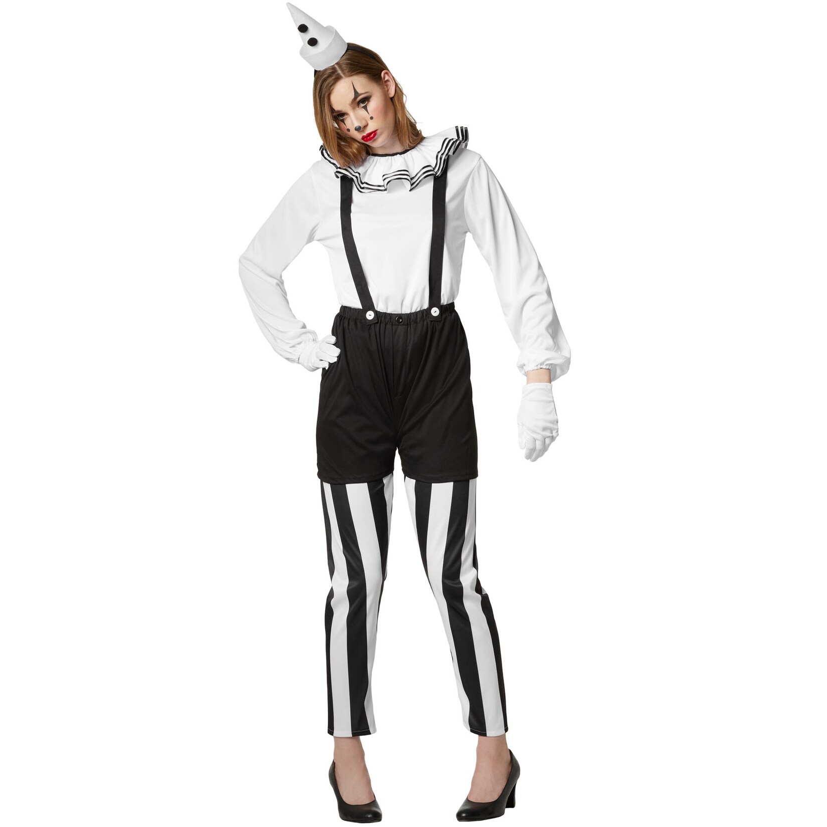 tectake® Frauenkostüm Clown schwarz-weiß | 04061173073549