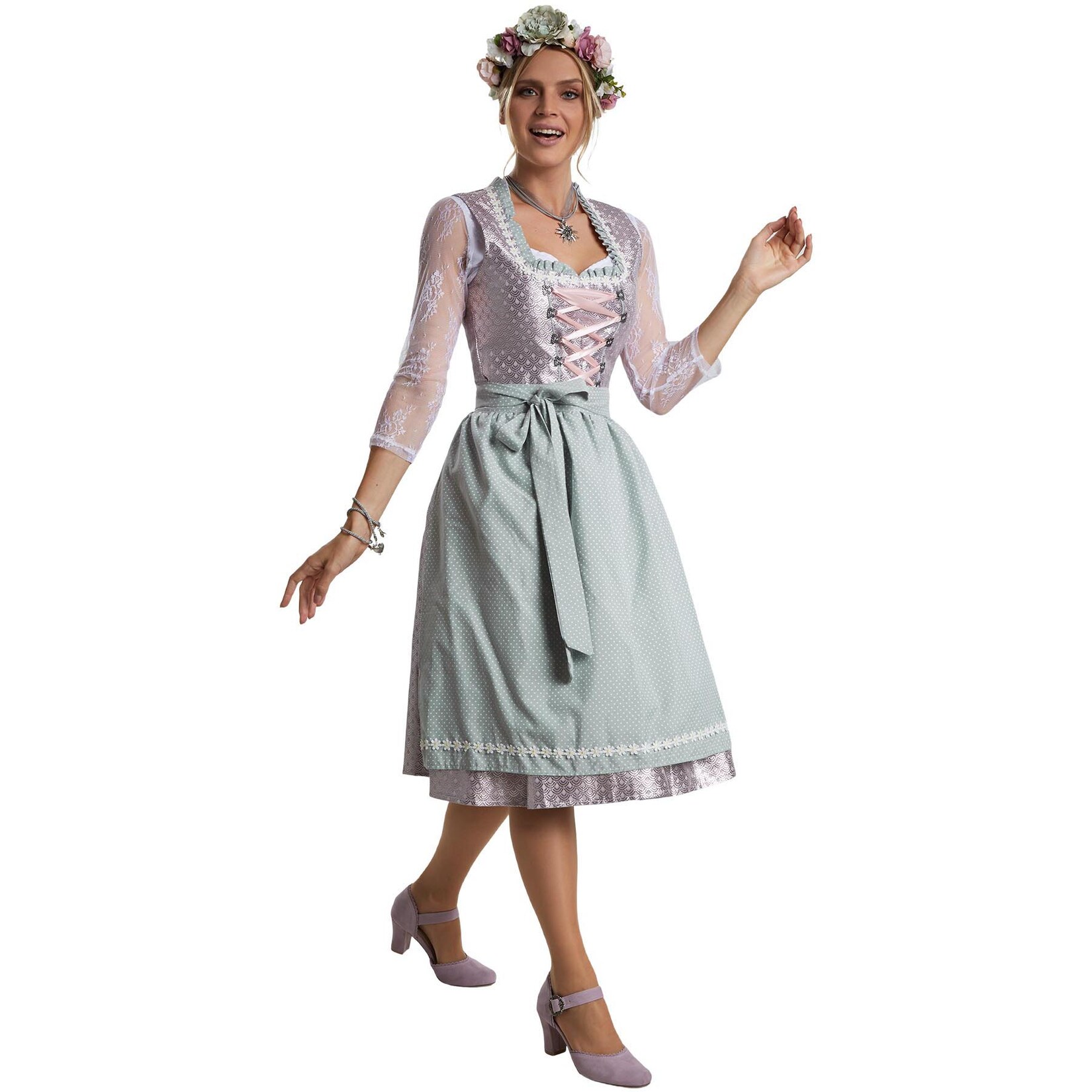 tectake® Frauenkostüm Midi-Dirndl Oberammergau Modell 2 | 04061173219800