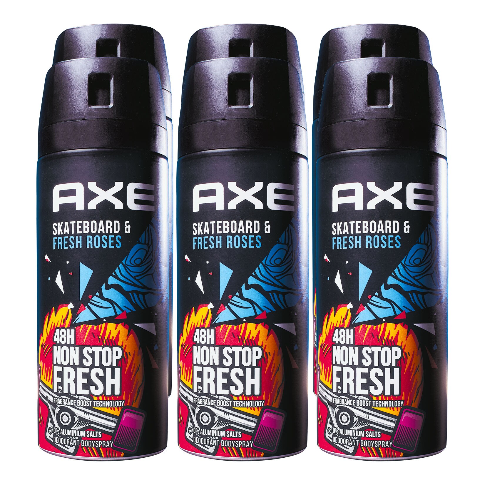 Axe Bodyspray Skateboard & Fresh Rose 150 ml, 6er Pack - Bild 1