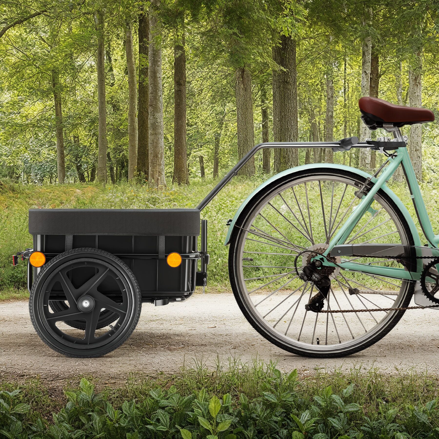 tectake Fahrradanhnger, 2 in 1 multifunktional, luftgefllte Profilreifen  mit Kugellager, Belastbarkeit 50 kg, 70 Liter, ca. 148 x 64 x 81 cm online  kaufen bei Netto