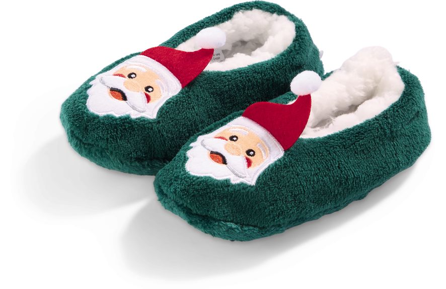 Kinder Weihnachts-Hausballerinas - gr&uuml;n, Gr.31/34 - Bild 1