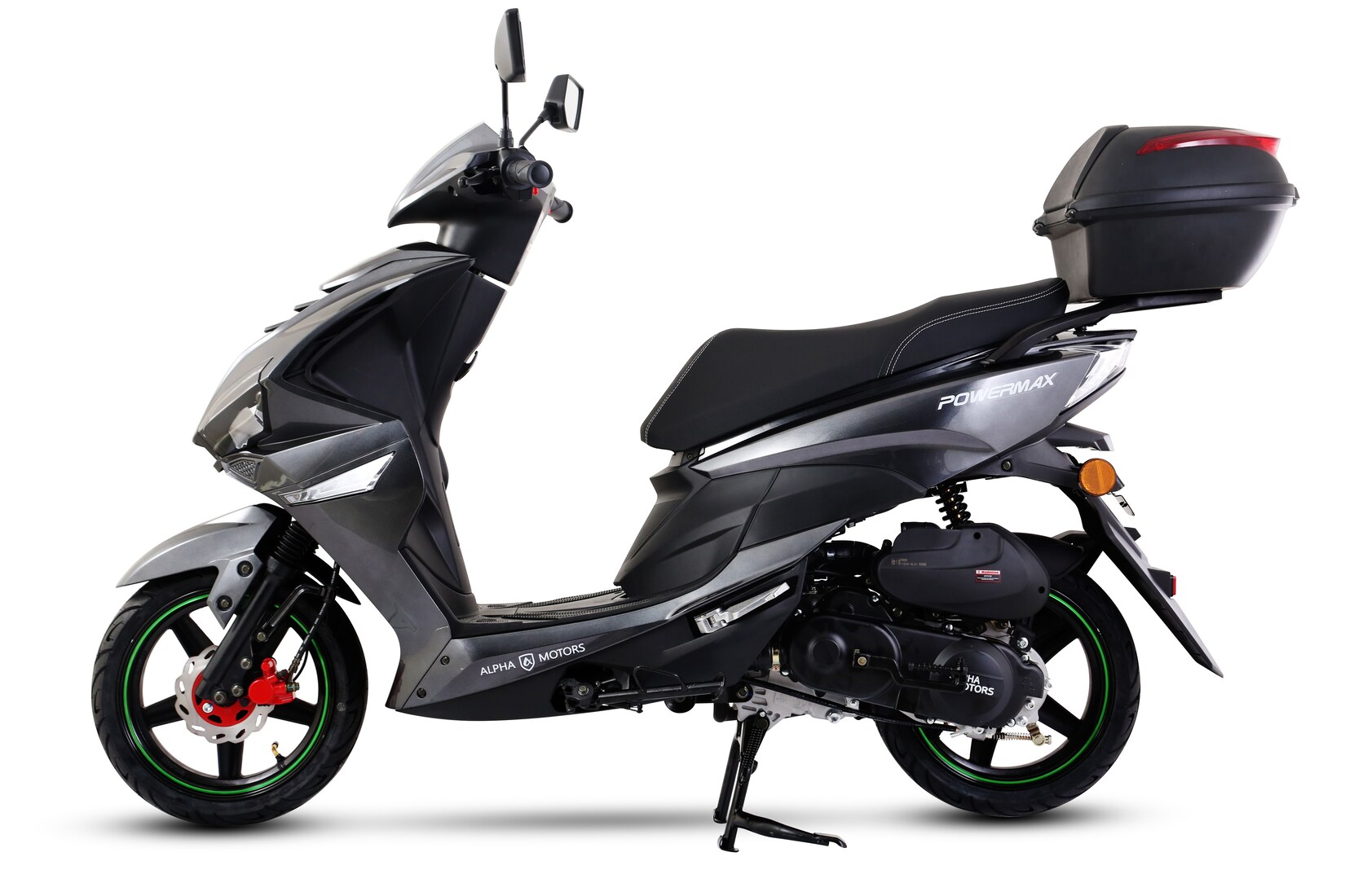 Alpha Motors Mofaroller Powermax 50 ccm 25 kmh EURO 5 dunkelgrau inkl. Topcase | 04250274103341