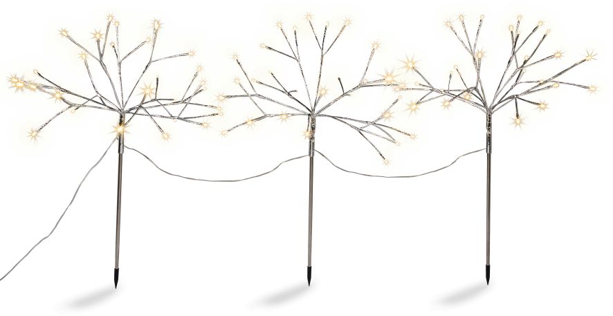 Dekor LED Silberschneeflocke Erdspie&szlig;, 3er - warmwei&szlig; - Bild 1