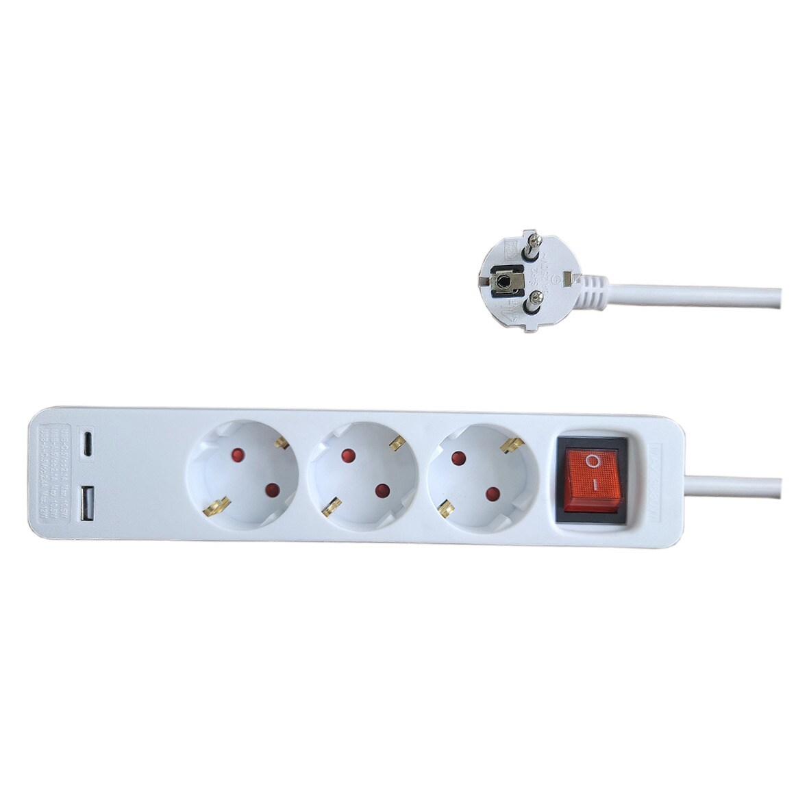 Steckdosenleiste 3-fach mit USB wei&szlig; - Bild 1