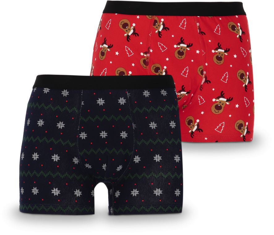 Weihnachts Design Herren Retro short 2-pack - Blau / Rot Gr. M - Bild 1