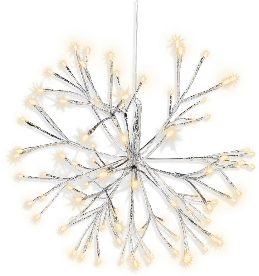 Dekor LED Silberschneeflocke h&auml;ngend - warmwei&szlig; - Bild 1