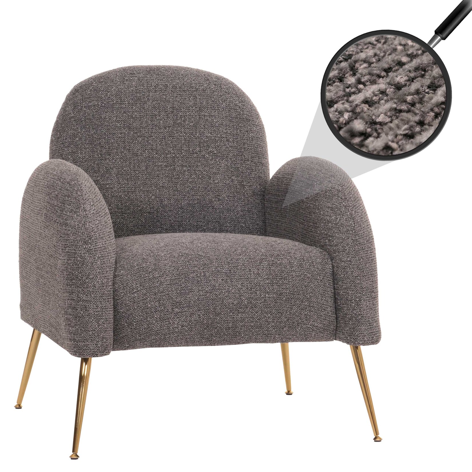 Lounge-Sessel MCW-N69, Cocktailsessel Sessel, Retro Nosagfederung Stoff/Textil Chenille ~ dunkelgrau
