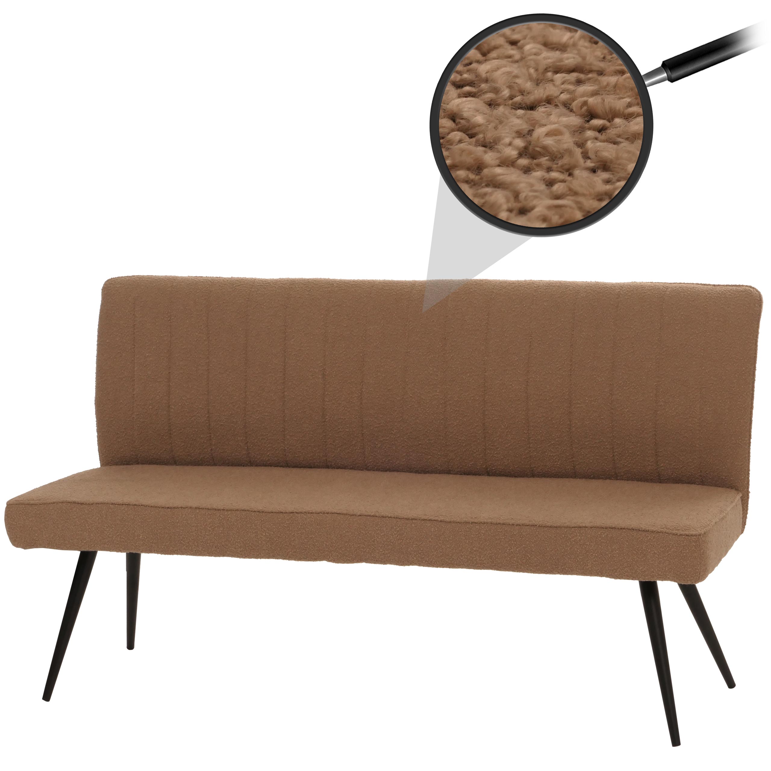 Sitzbank MCW-K16, Esszimmerbank Bank Polsterbank, R&uuml;ckenlehne Stoff/Textil Boucl&eacute; Metall 160cm ~ braun - Bild 1