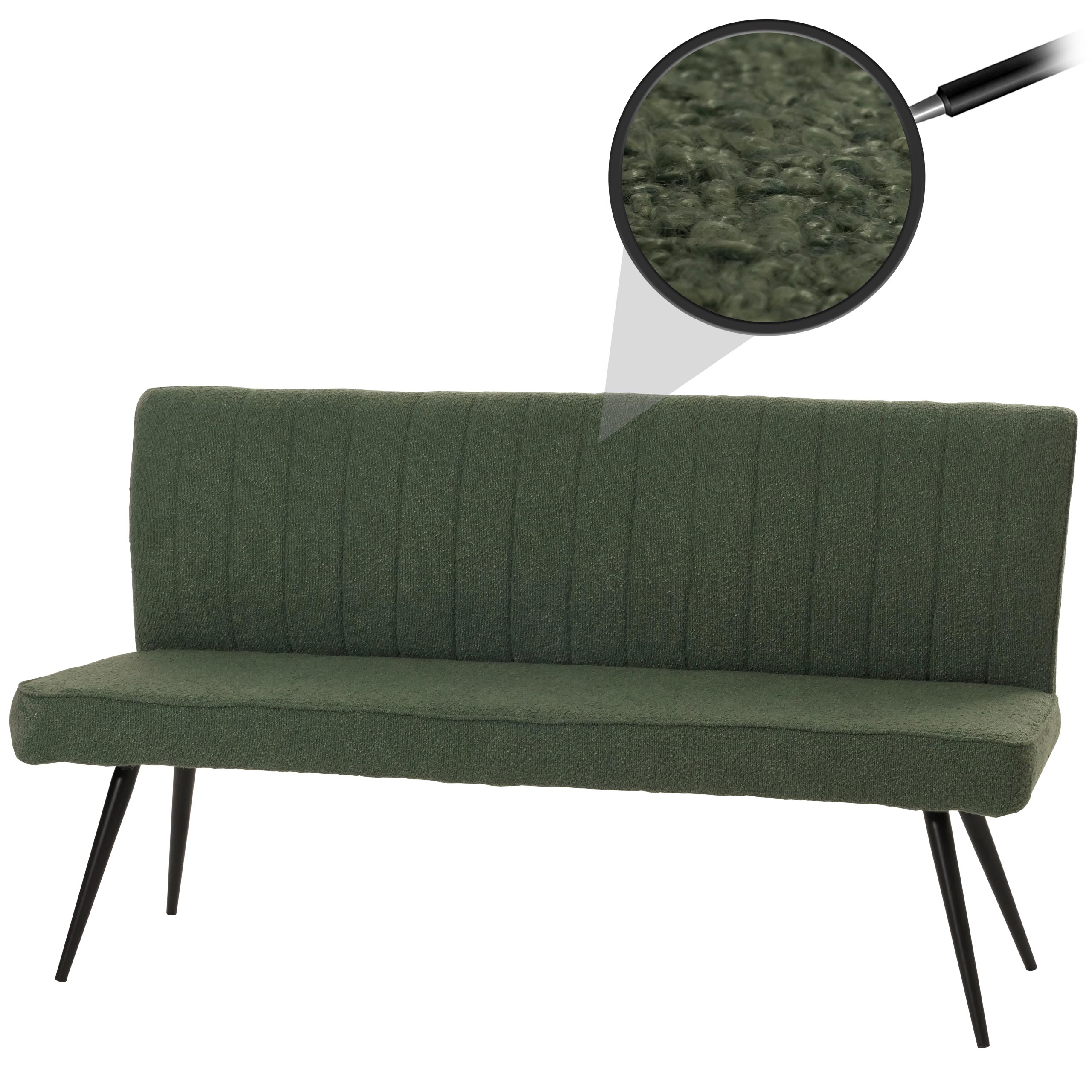 Sitzbank MCW-K16, Esszimmerbank Bank Polsterbank, R&uuml;ckenlehne Stoff/Textil Boucl&eacute; Metall 160cm ~ gr&uuml;n - Bild 1