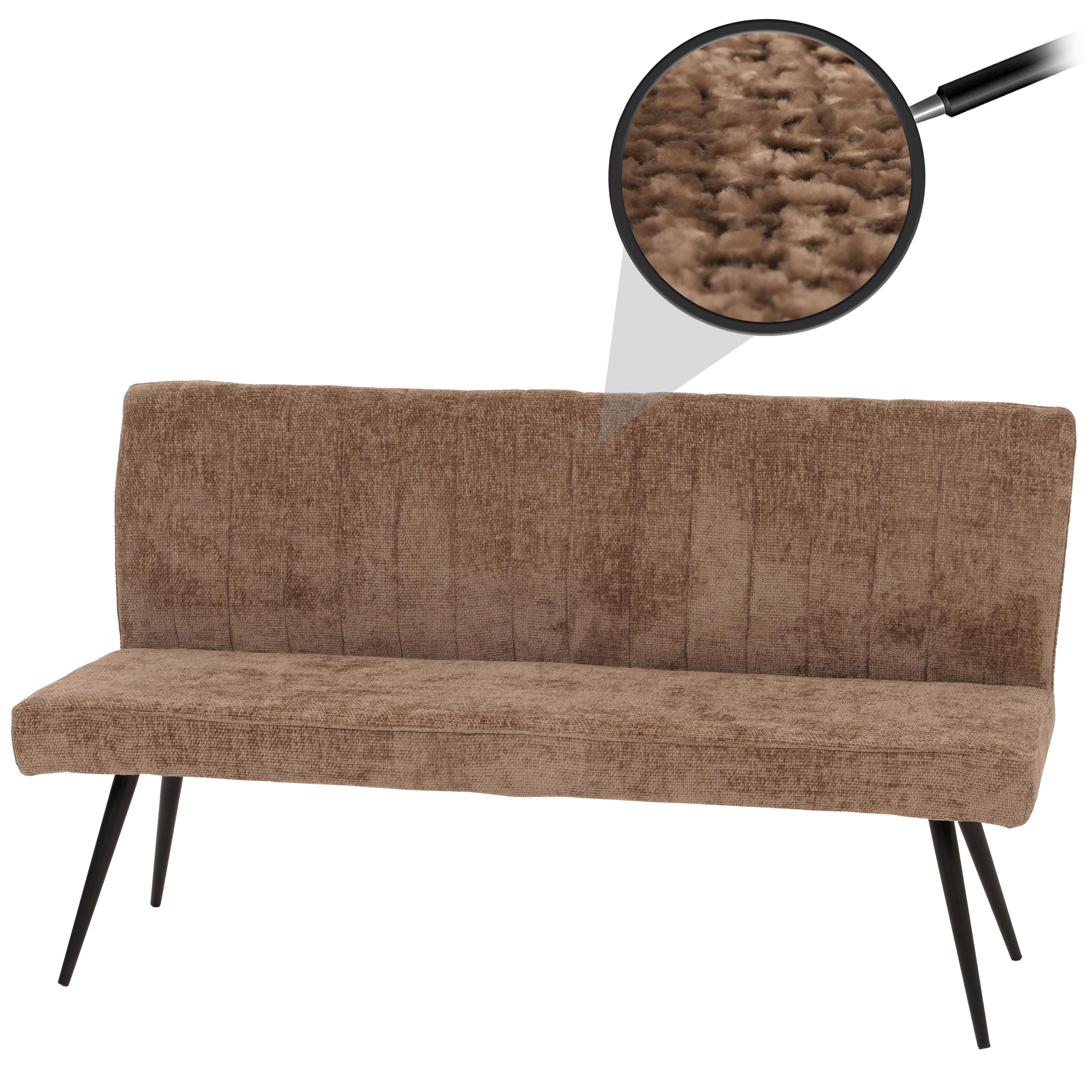 Sitzbank MCW-K16, Esszimmerbank Bank Polsterbank, R&uuml;ckenlehne Stoff/Textil Chenille Metall 160cm ~ braun - Bild 1