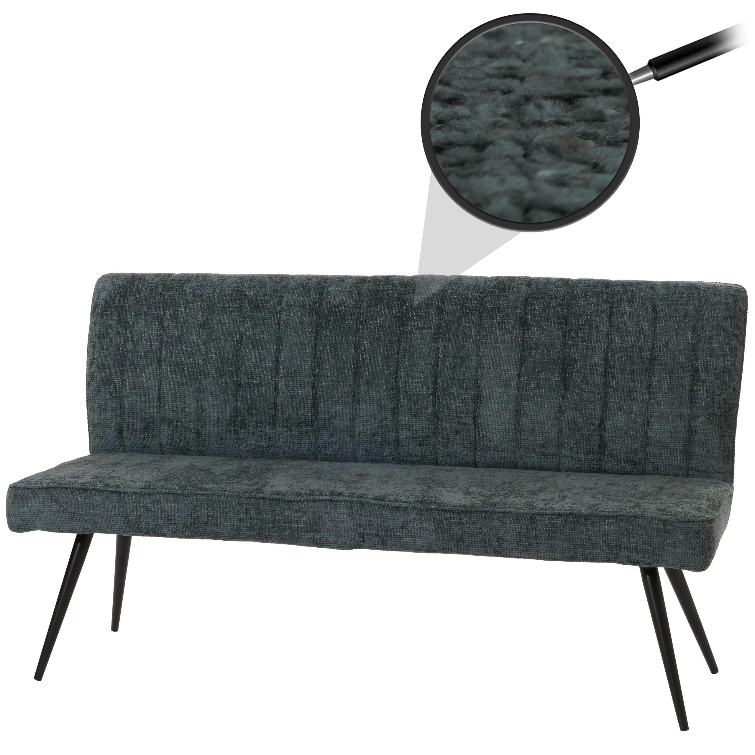 Sitzbank MCW-K16, Esszimmerbank Bank Polsterbank, R&uuml;ckenlehne Stoff/Textil Chenille Metall 160cm ~ blau-gr&uuml;n - Bild 1