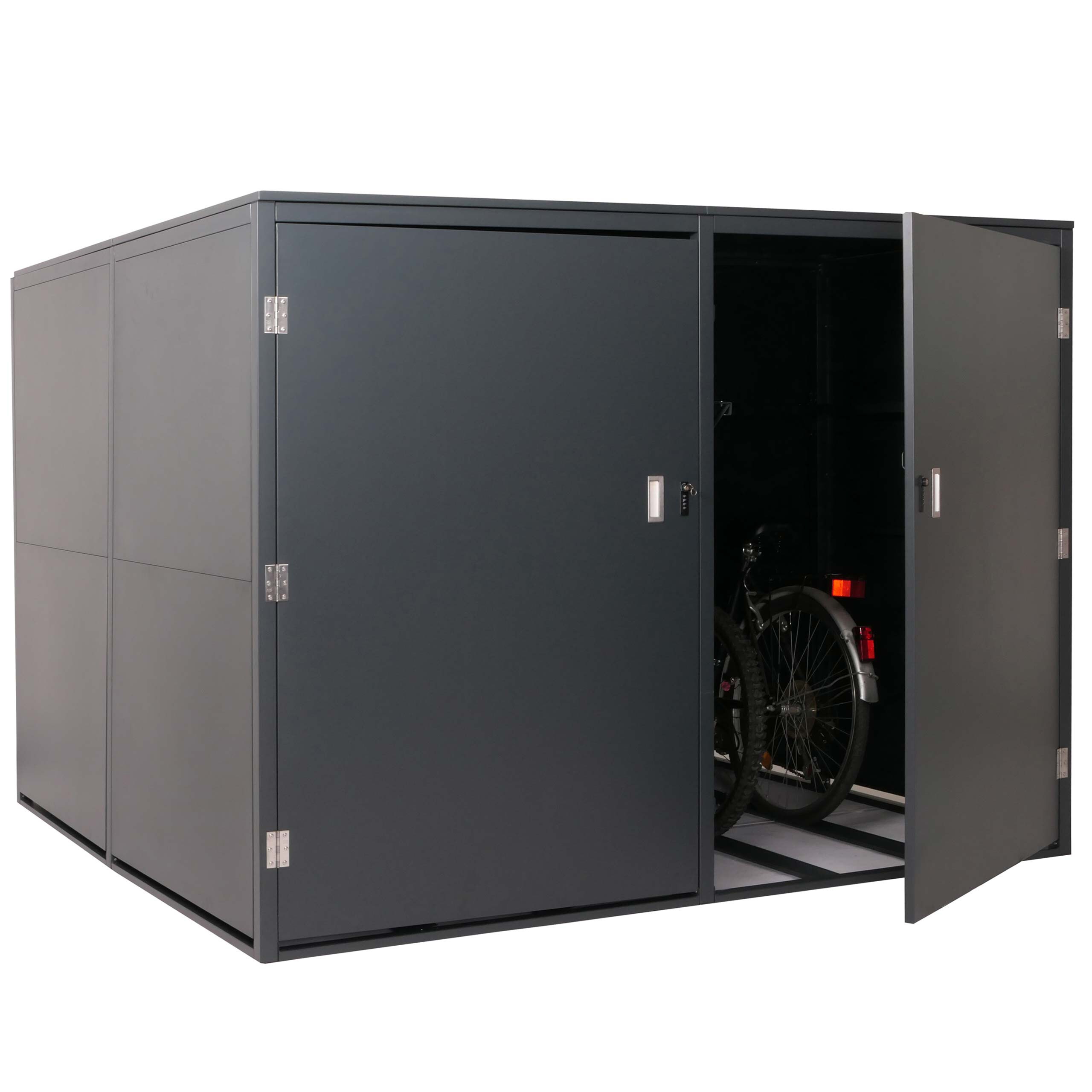 4er-Fahrradgarage MCW-L56c, Ger&auml;tehaus Fahrradbox mit Ablage, abschlie&szlig;bar Metall 160x222x208cm ~ anthrazit - Bild 1