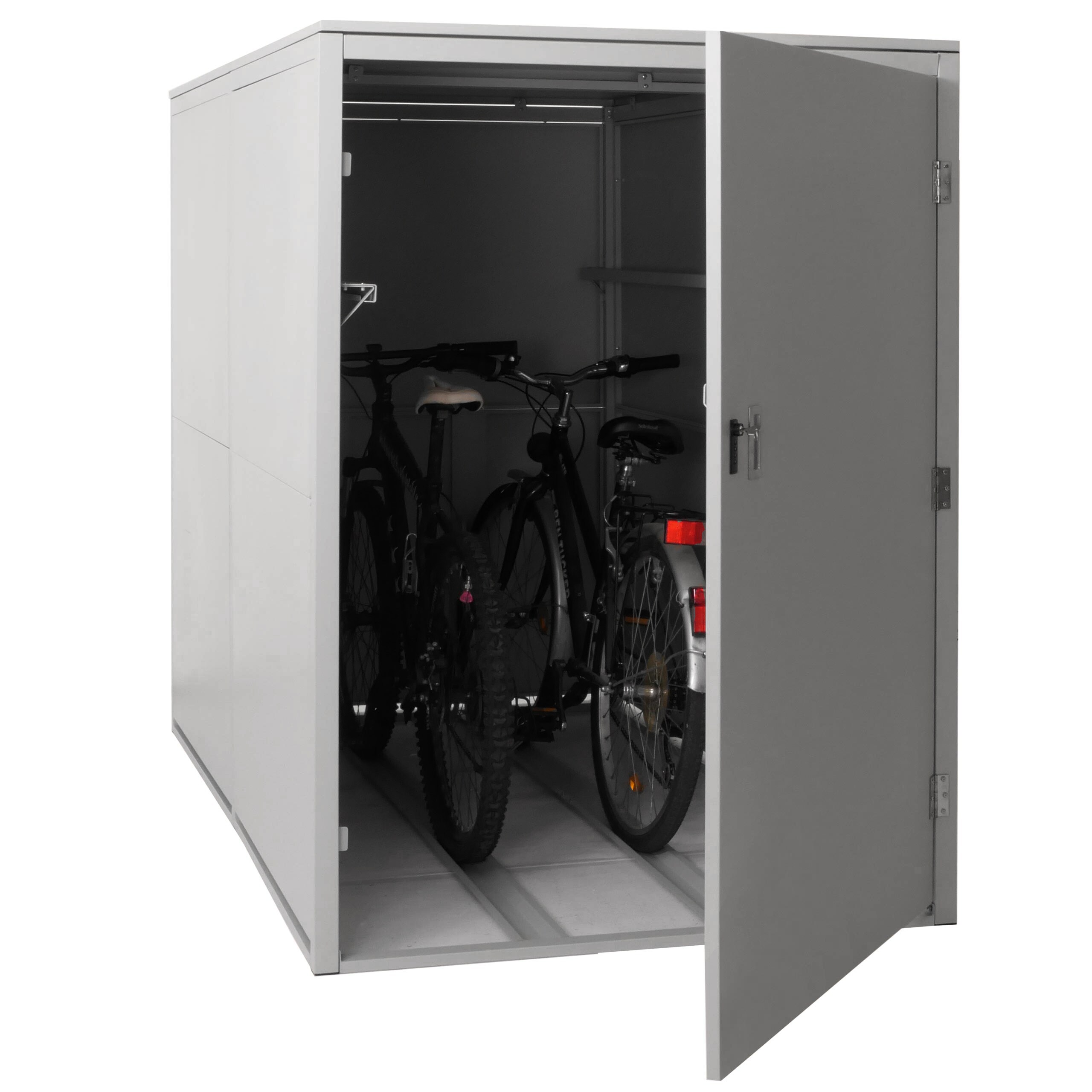 2er-Fahrradgarage MCW-L56c, Ger&auml;tehaus Fahrradbox mit Ablage, abschlie&szlig;bar Metall 160x113x209cm ~ hellgrau - Bild 1