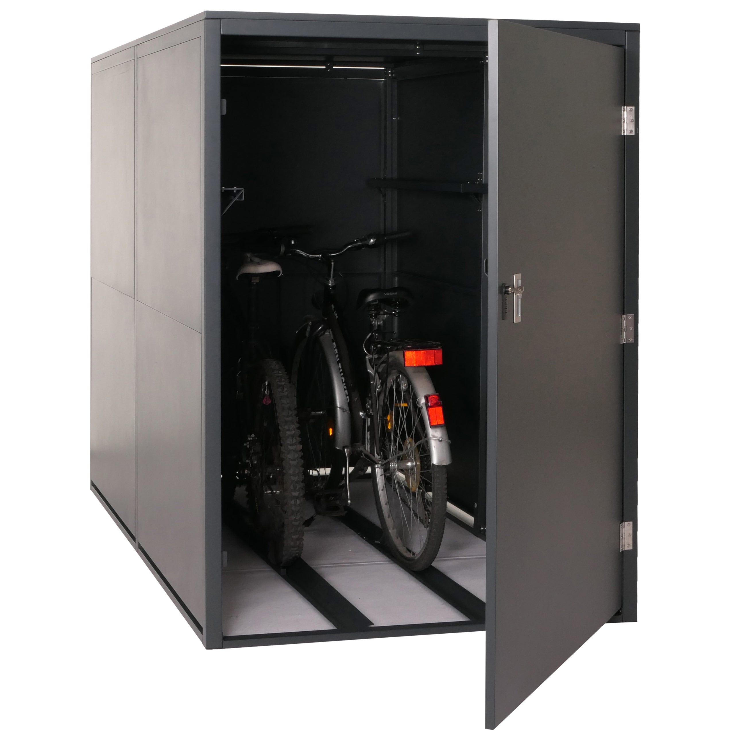 2er-Fahrradgarage MCW-L56c, Ger&auml;tehaus Fahrradbox mit Ablage, abschlie&szlig;bar Metall 160x113x209cm ~ anthrazit - Bild 1