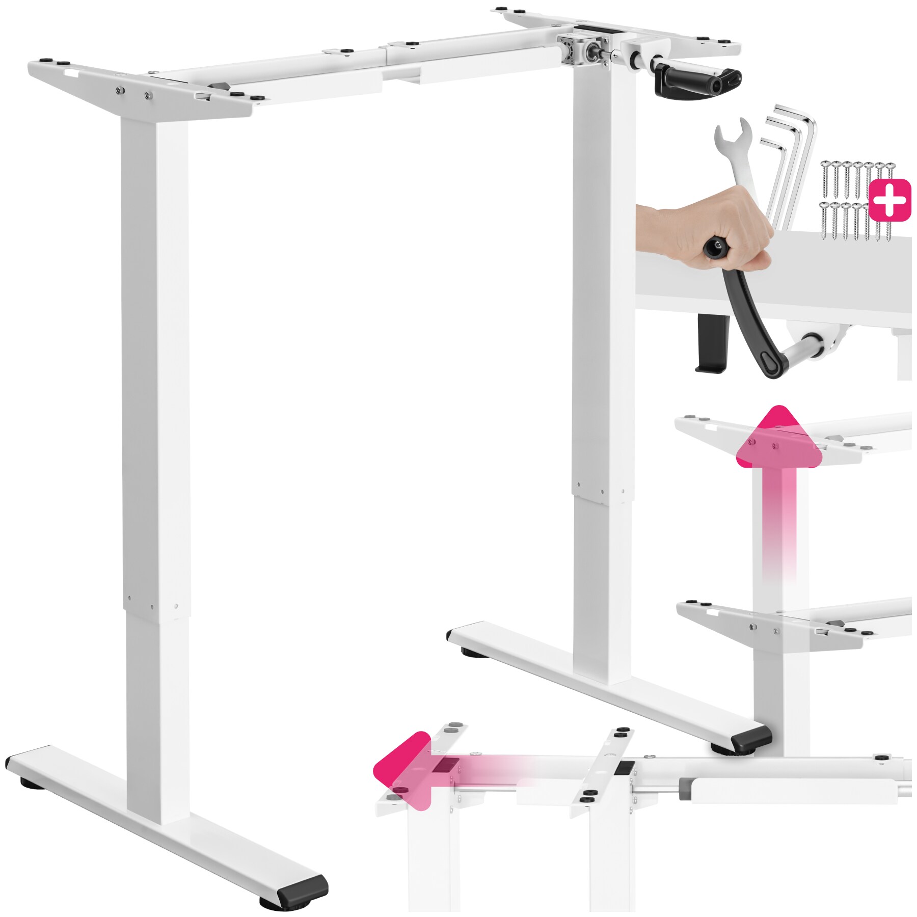 tectake&reg; Tischgestell , stufenlos h&ouml;henverstellbar mit Handkurbel, breitenverstellbar, 84 - 129 x 60 x 71 - 121 cm - Bild 1