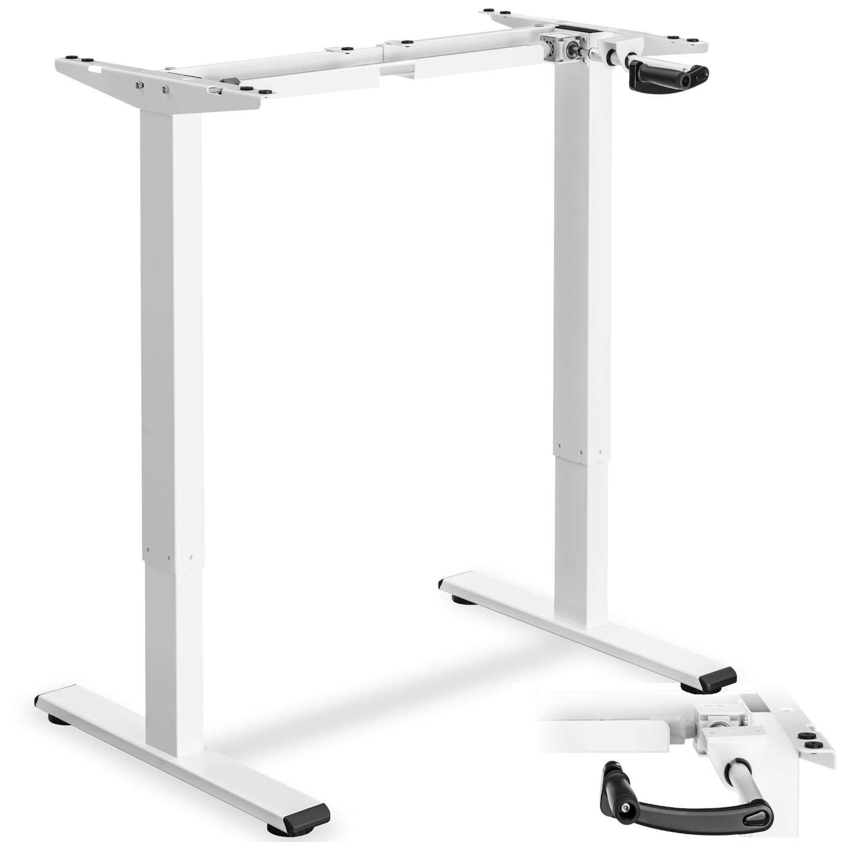 tectake® Höhenverstellbarer Schreibtisch, mit Handkurbel, breitenverstellbar, 84 - 129 x 60 x 71 - 121 cm